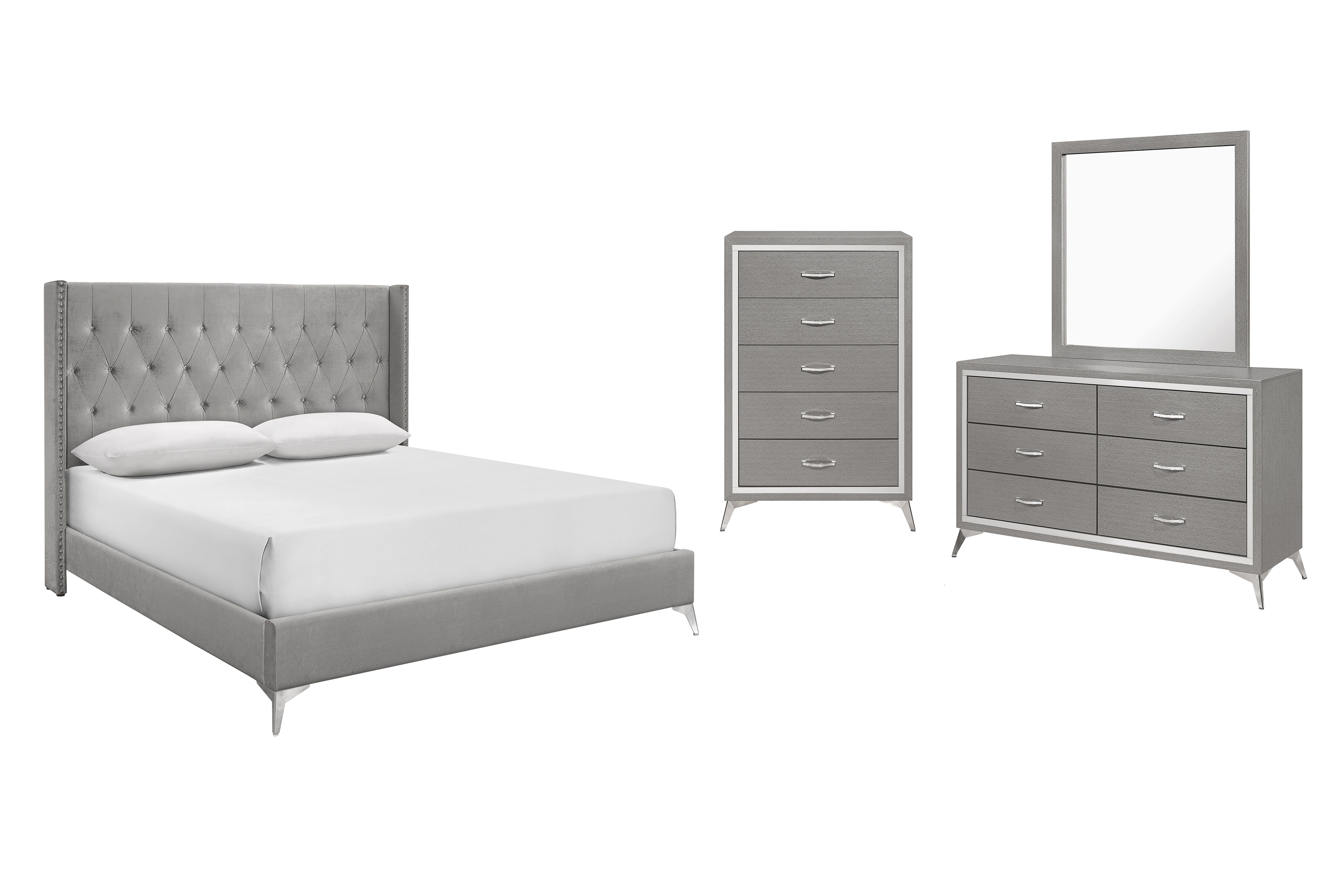 Eastern King · 4 Pc · Bed & Dresser & Mirror & Chest