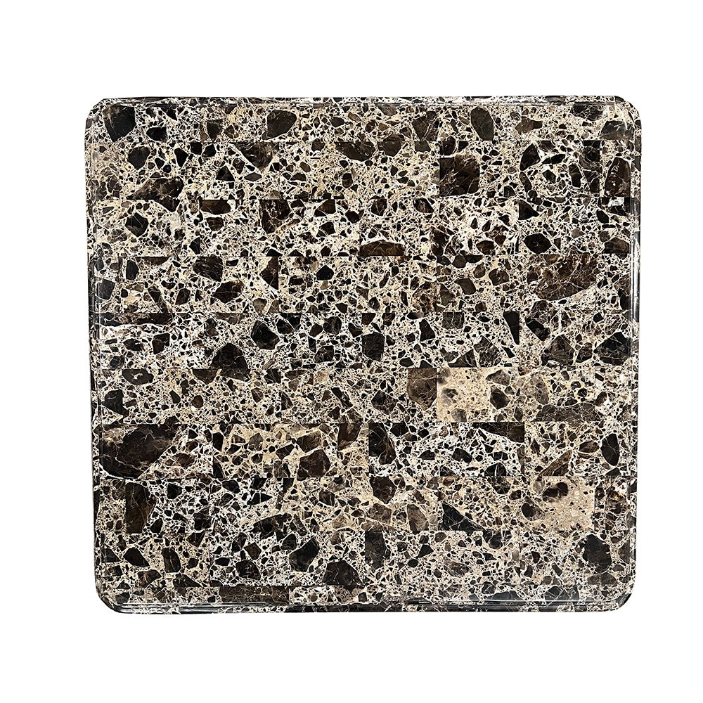 Nayla - End Table - Natural Marble Top & Cherry, dark brown, view 3