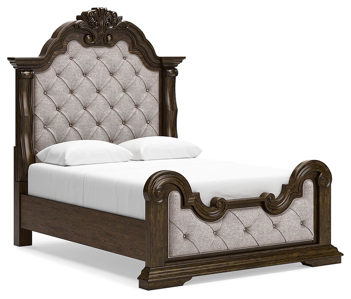 Ashley Furniture Maylee - 6 Pc. - Dresser, Mirror, Chest, Queen Upholstered Bed - Dark Brown - Image 9