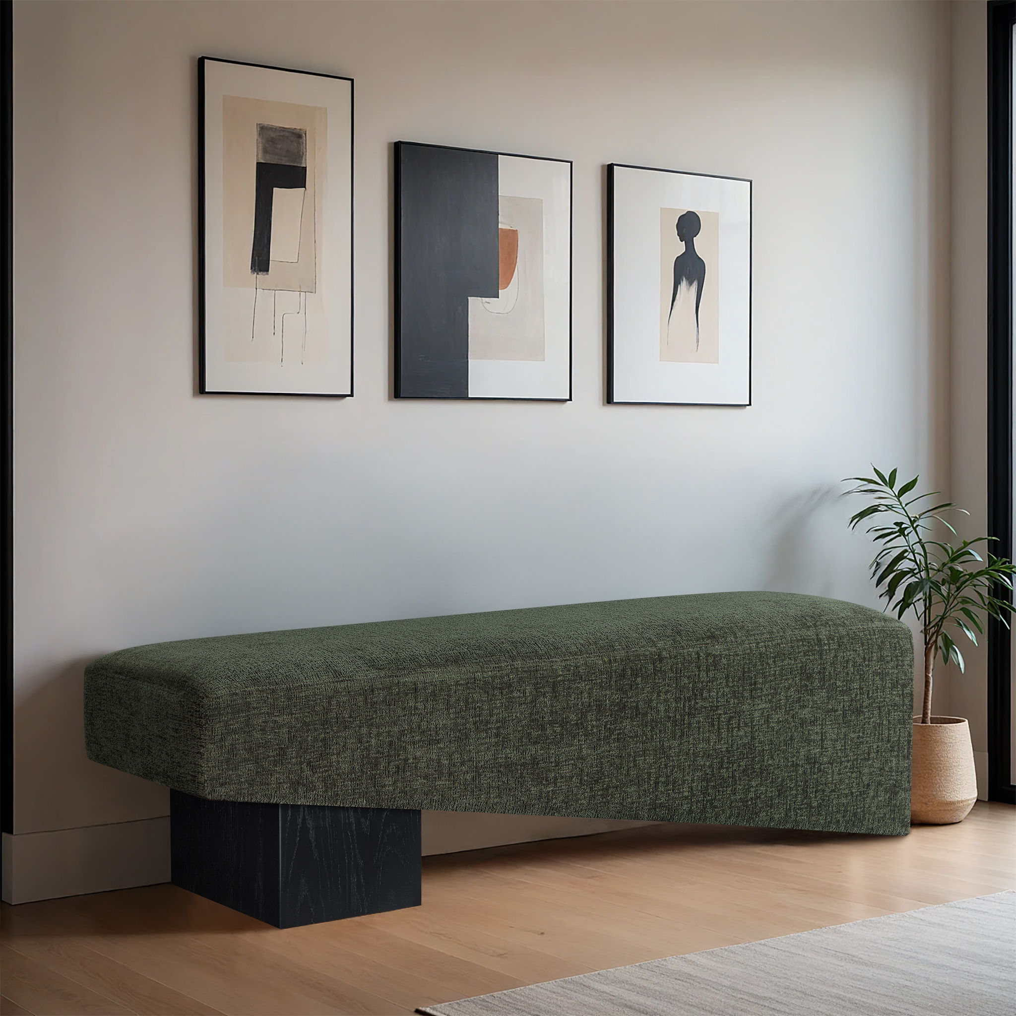 Alora - Bench With Black Base - Green