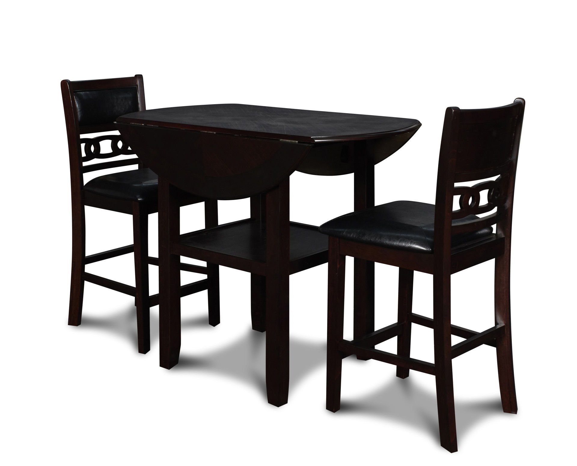 Gia - 3 Piece Dining Set (Counter Drop Leaf Table & 2 Chairs) - Ebony
