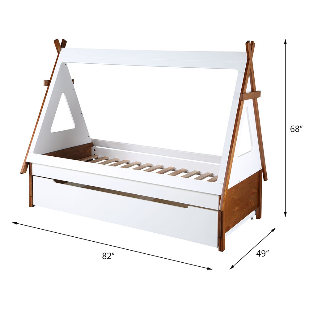 Loreen - Twin Bed - Oak & White, white, view 5