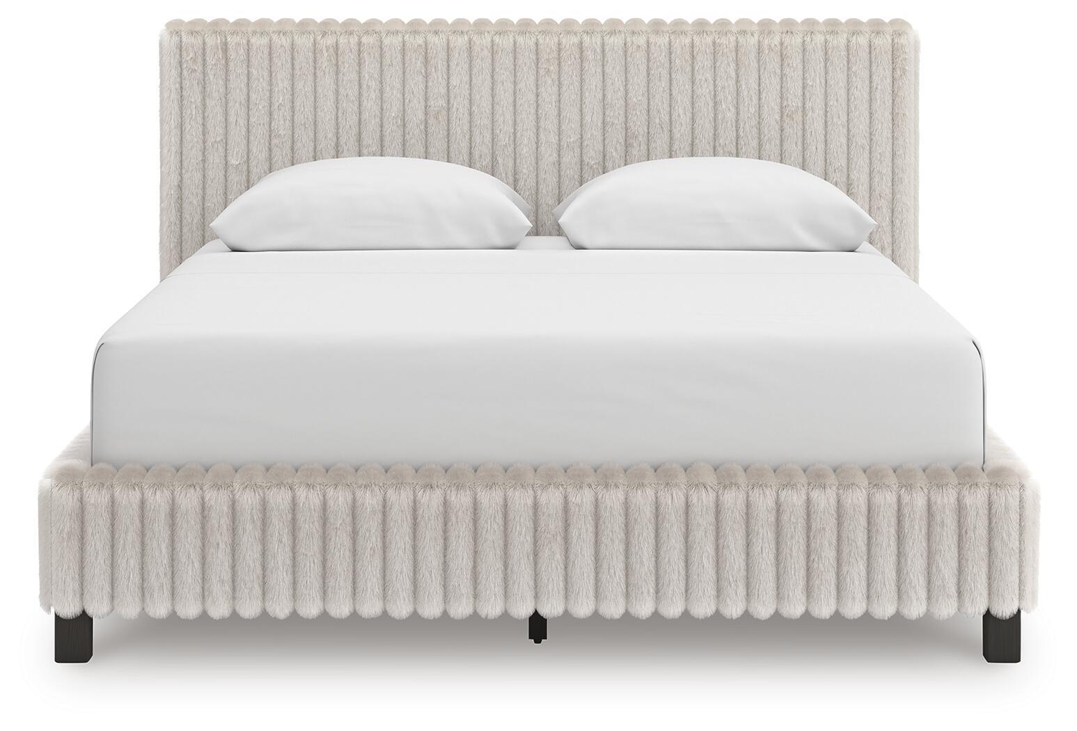 Ashley Furniture Zuraleus - Queen Upholstered Bed - White - Image 4