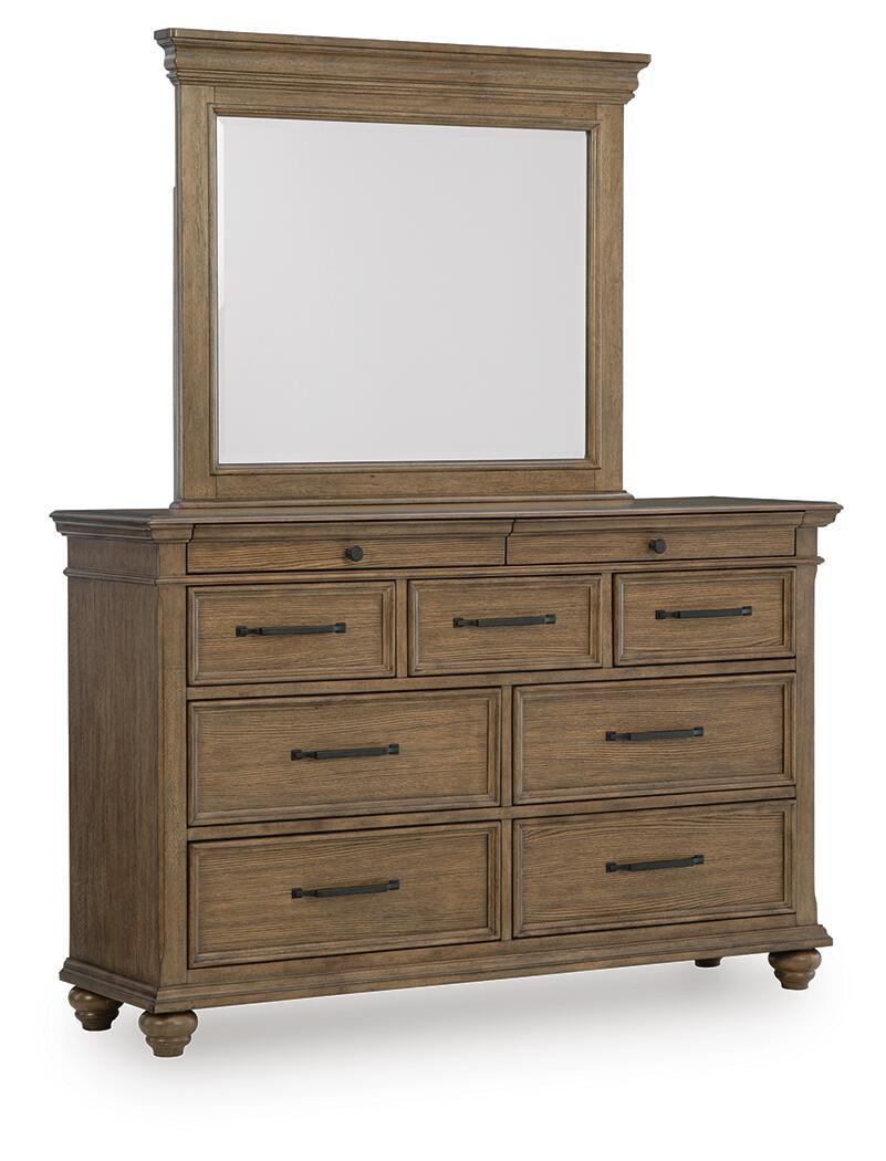 Karallin - Dresser And Mirror - Medium Brown