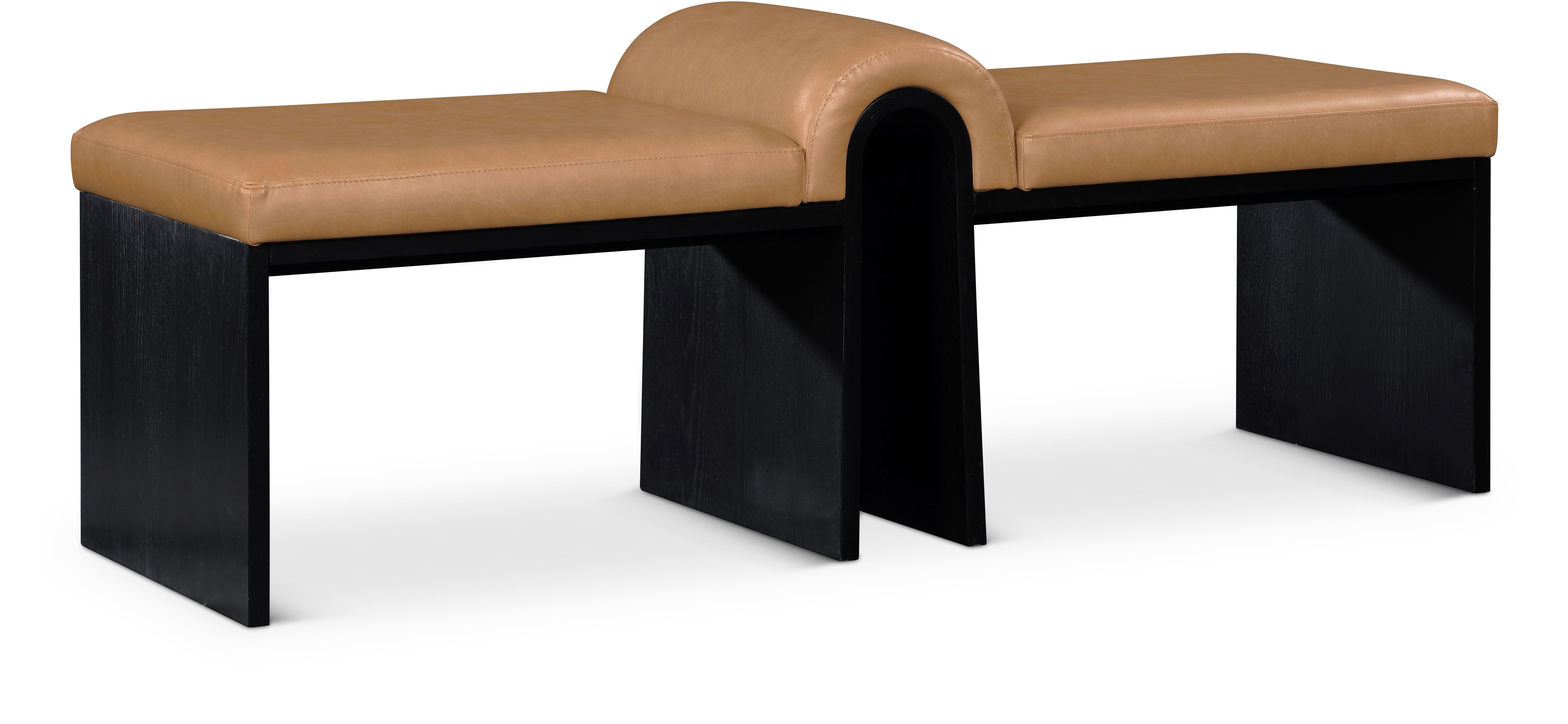 Delphine - Vegan Leather Upholstered Bench - Cognac