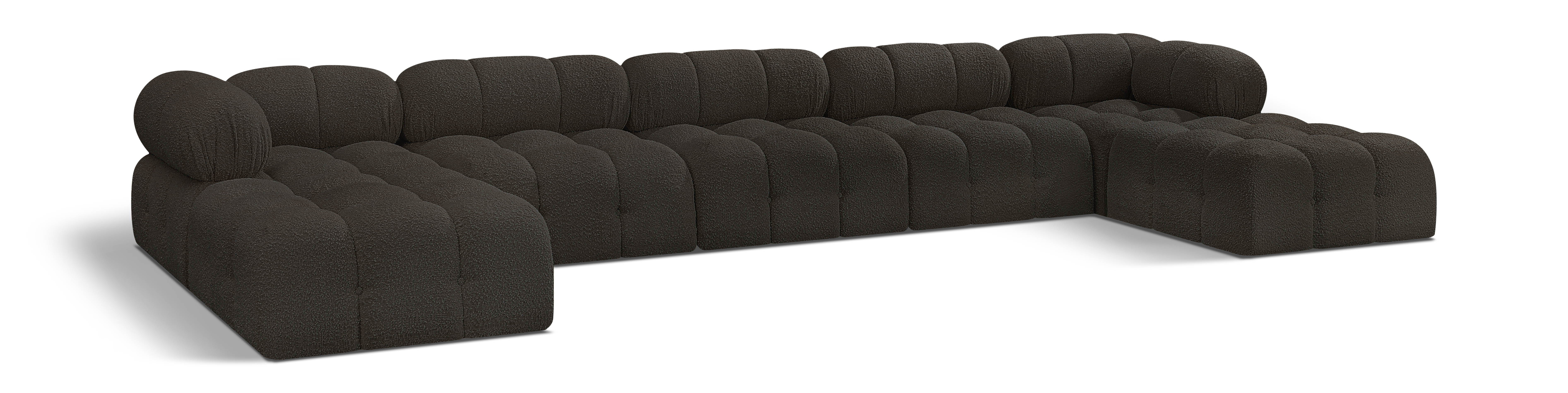 Ames - 7 Piece Fabric Modular U-Shaped Sectional - Brown