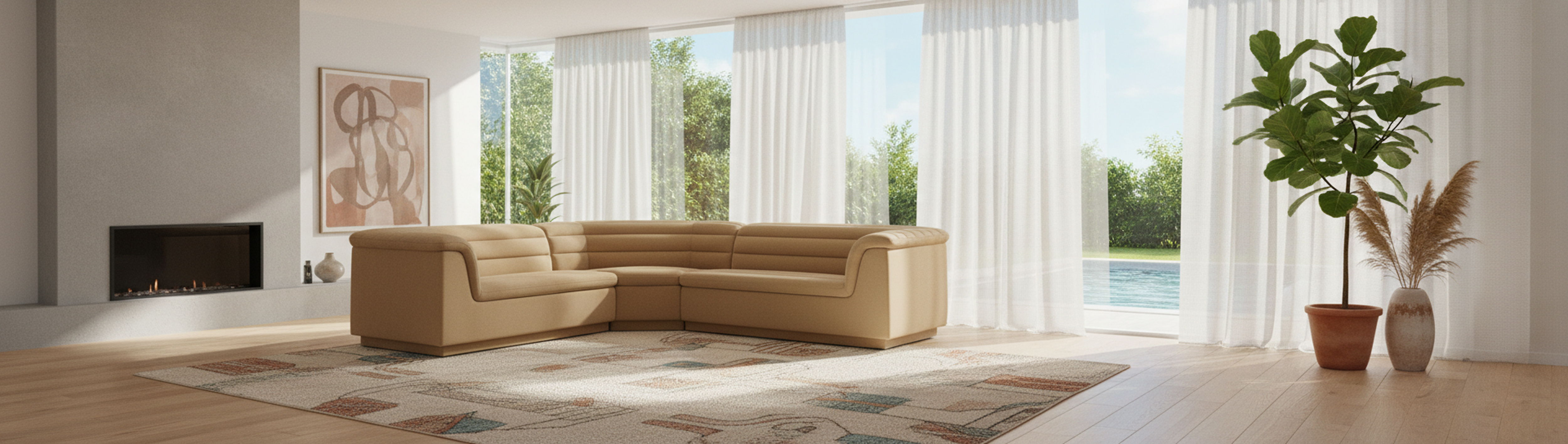 Cascade - Velvet Modular Sectional - Camel