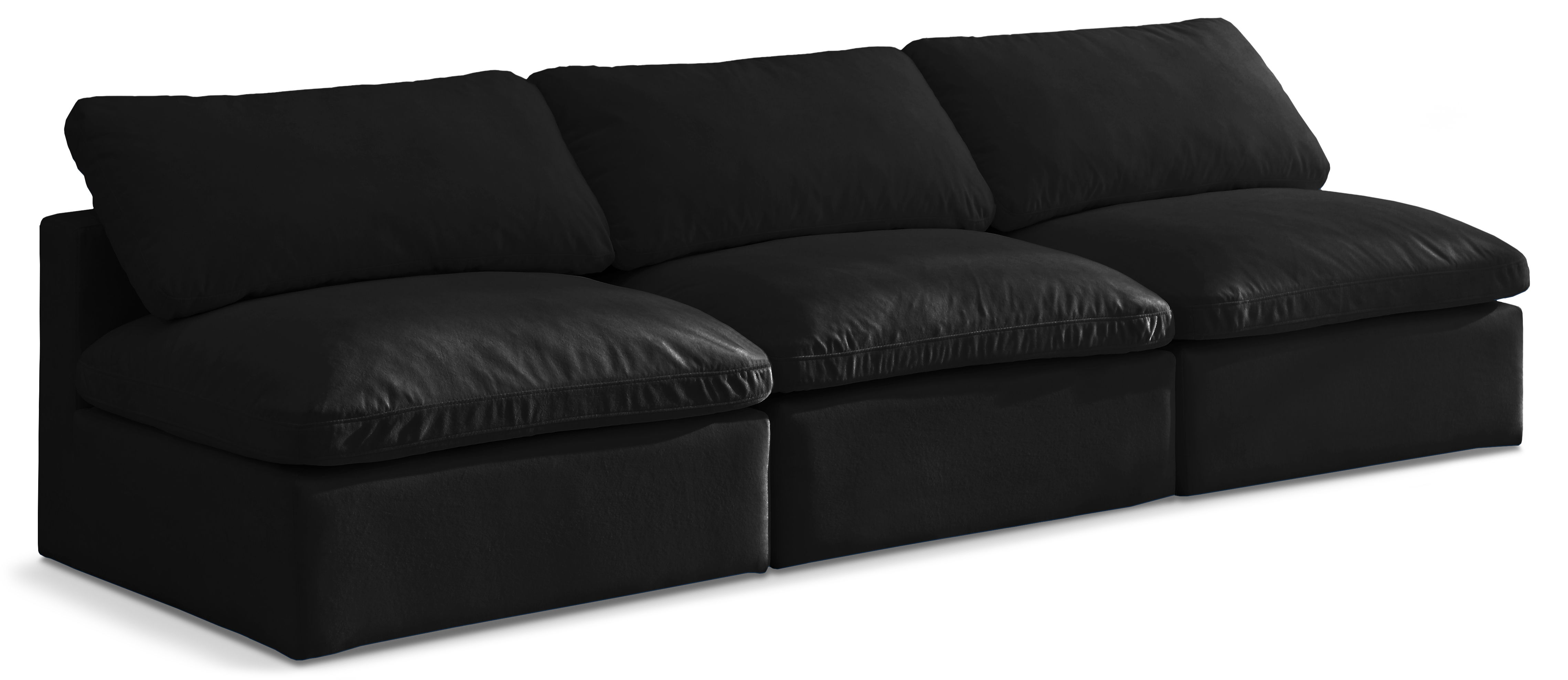 Plush - 3 Seat Modular Armless Sofa - Black