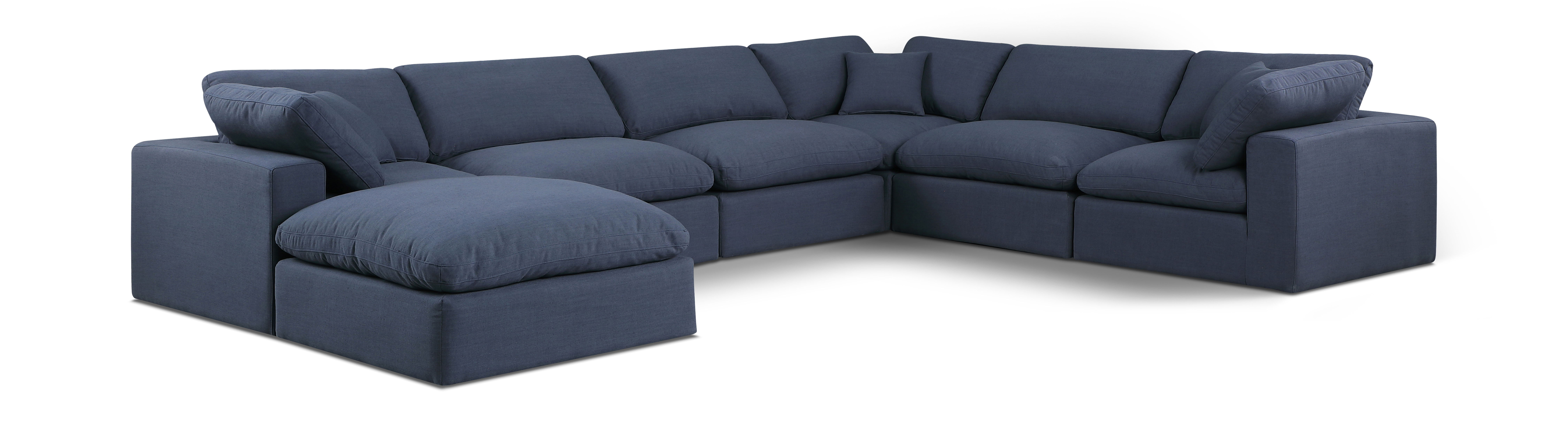 Comfy - 7 Piece Linen Modular Sectional With Chaise - Blue