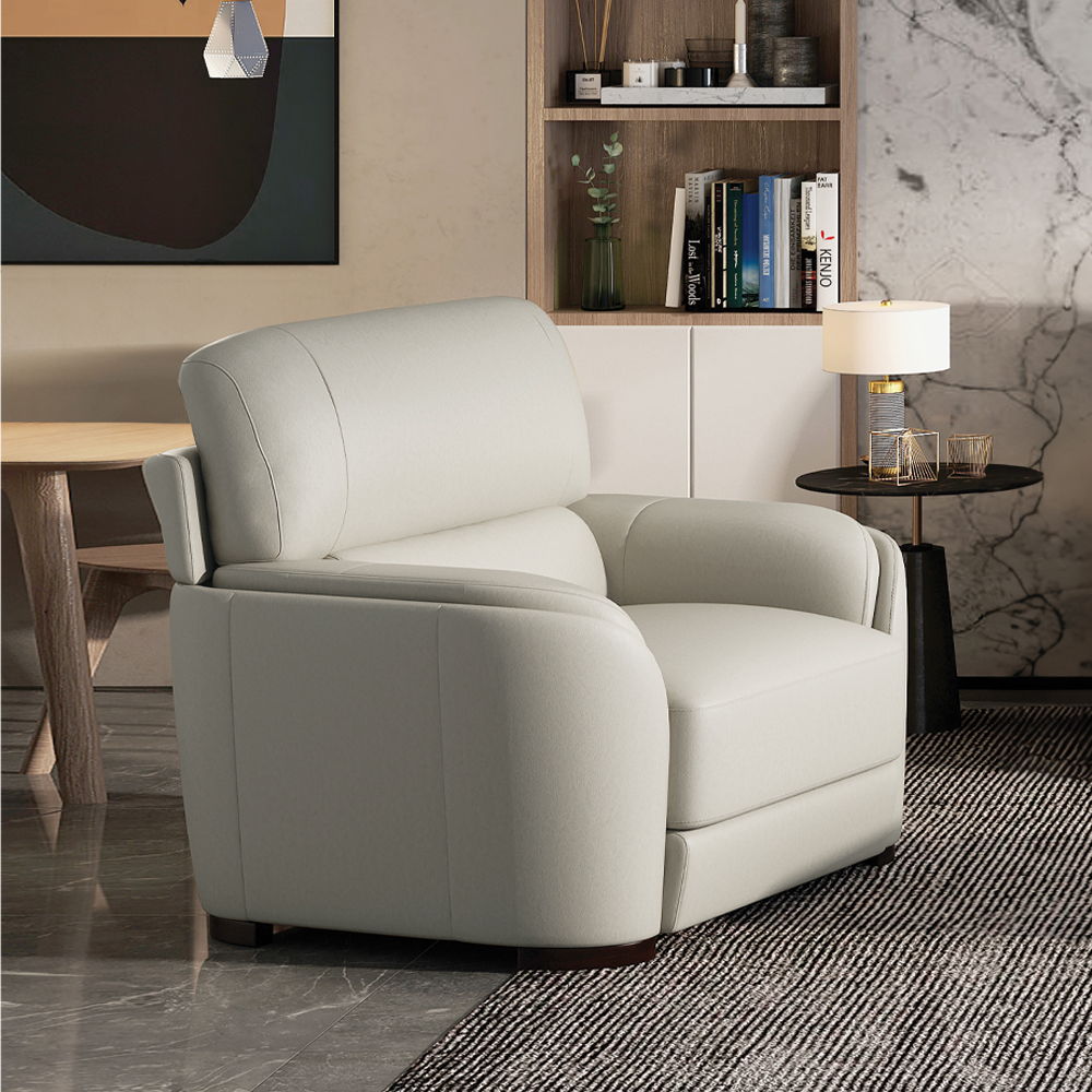 Edrice - Chair - Ivory Top Grain Leather, white