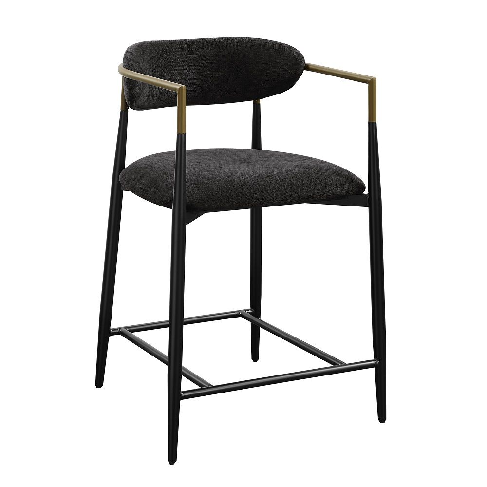 Jaramillo - Counter Height Chair (Set of 2) - Black Chenille & Black, black, view 2