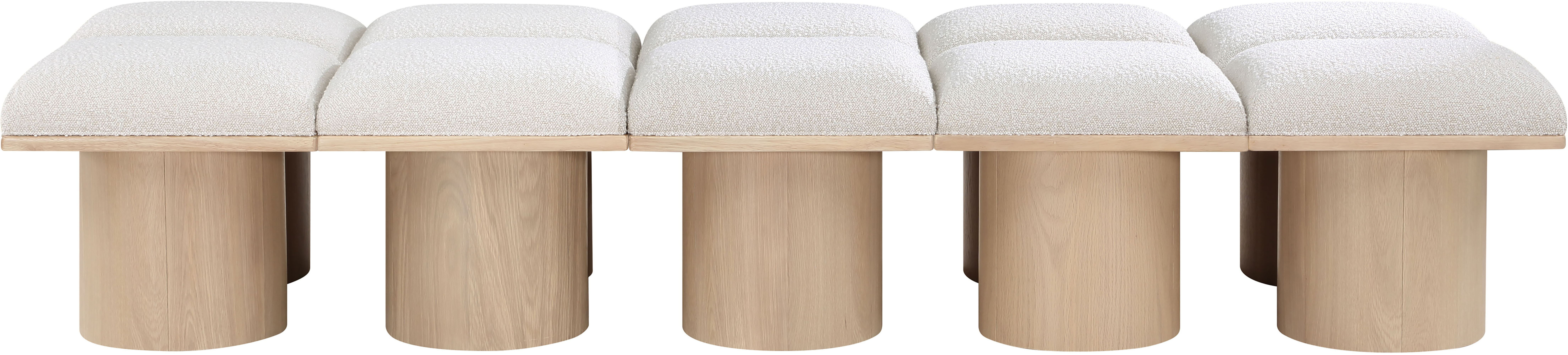 Pavilion - 90" 10 Piece Modular Bench With Natural Base - Cream