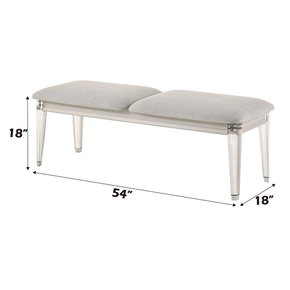 Laveda - Bench - Light Gray Boucle & Pearl White, white, view 5