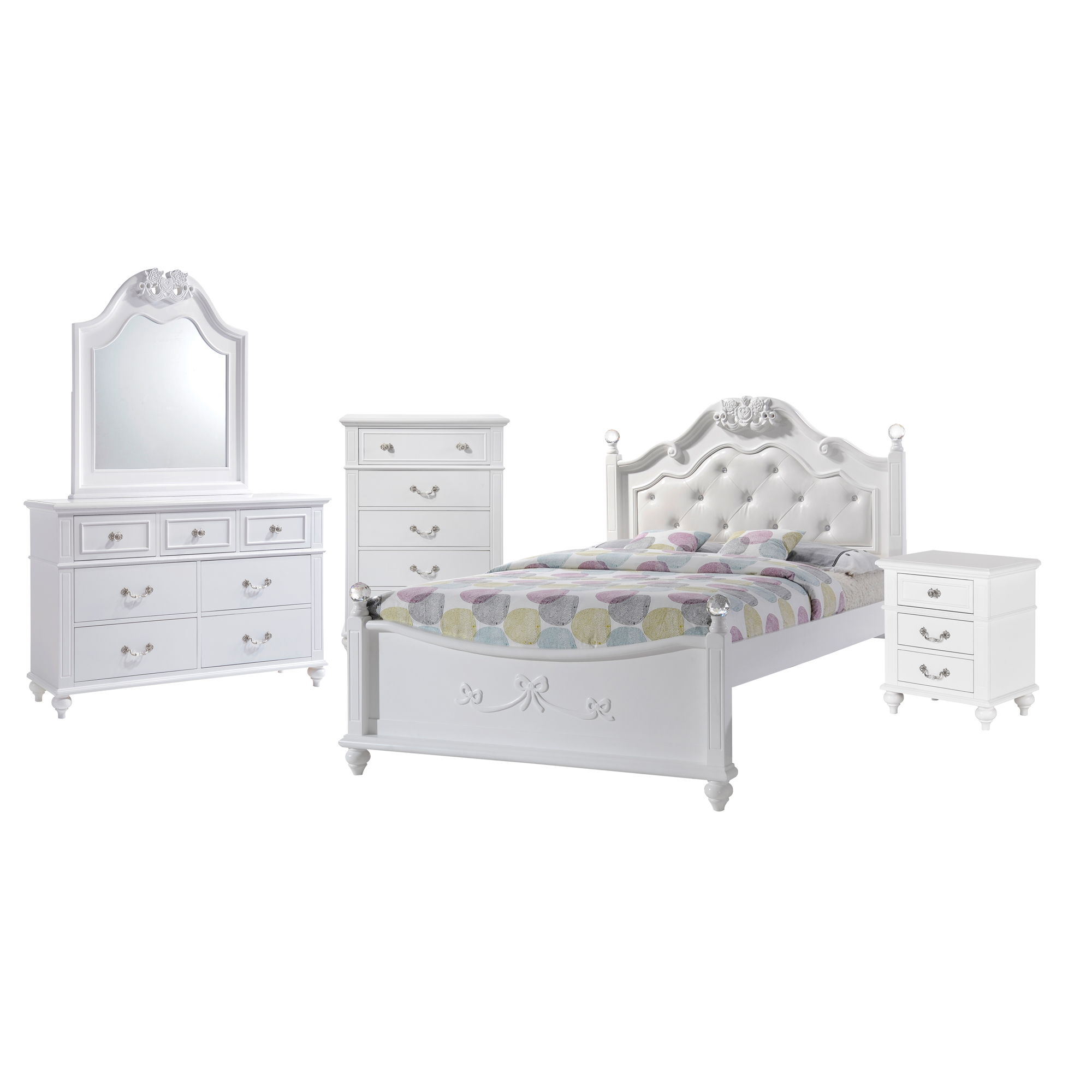Alana - Full Platform 5 Piece Bedroom Set - White Image