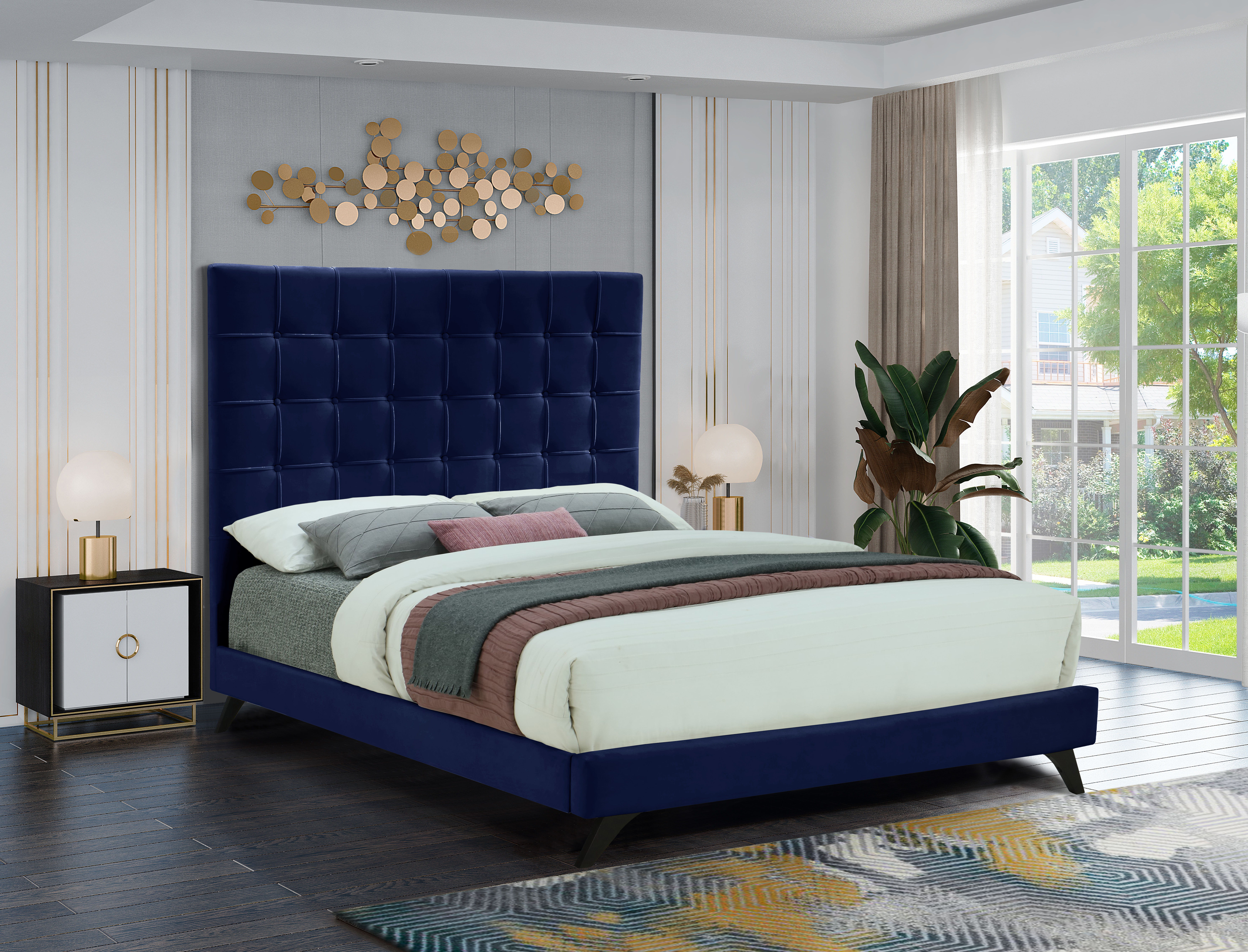 Elly - Queen Bed - Navy