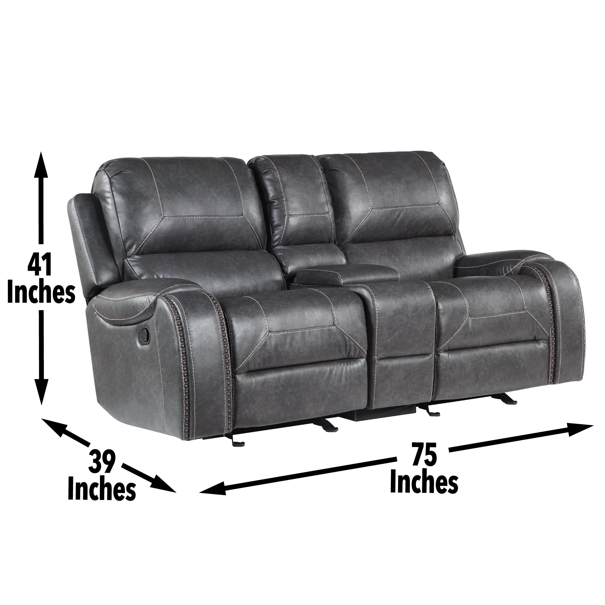 Keily - 3 Piece Manual Reclining Living Room Set - Dark Gray