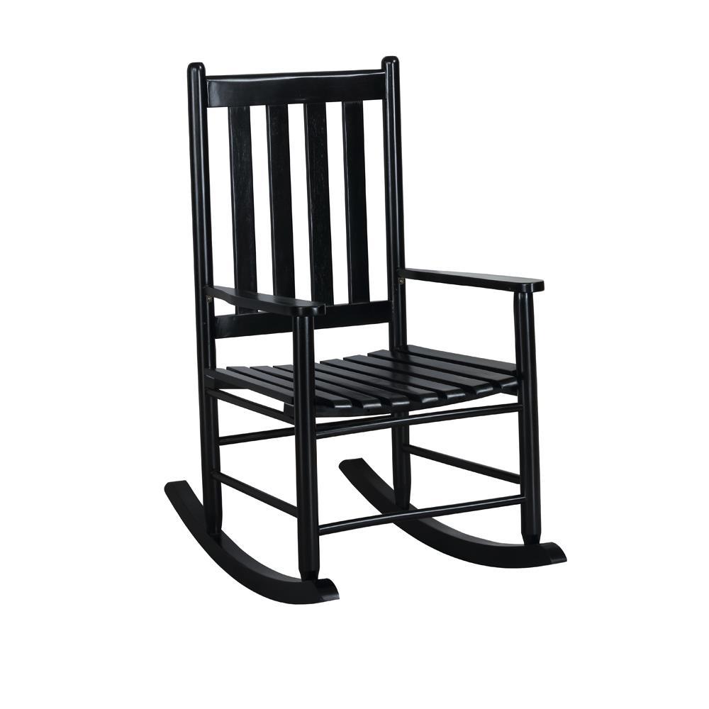 Slat Back Wooden Rocking Chair Black Image