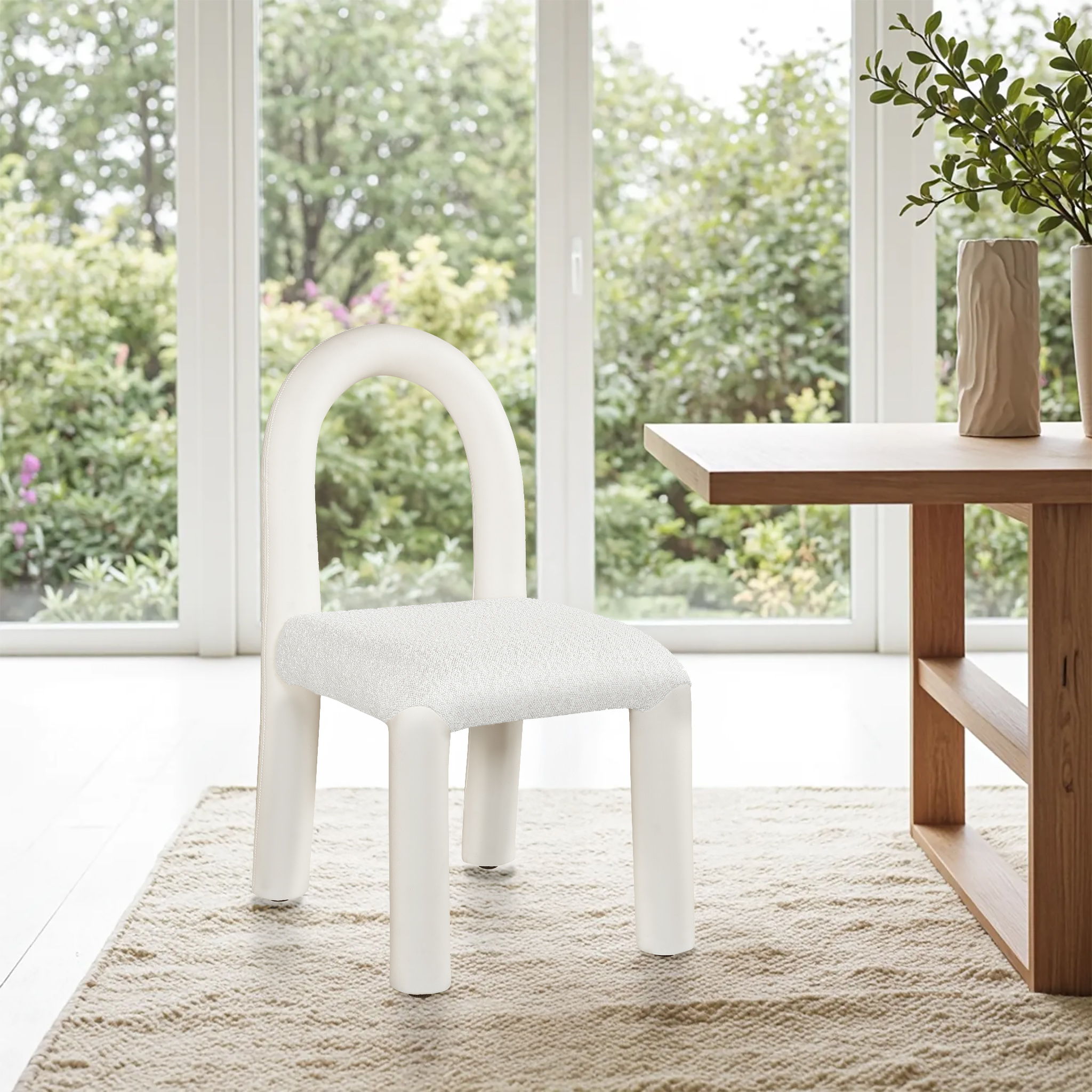 Amari - Vegan Leather and Boucle Fabric Dining Chair (Set of 2) - Cream