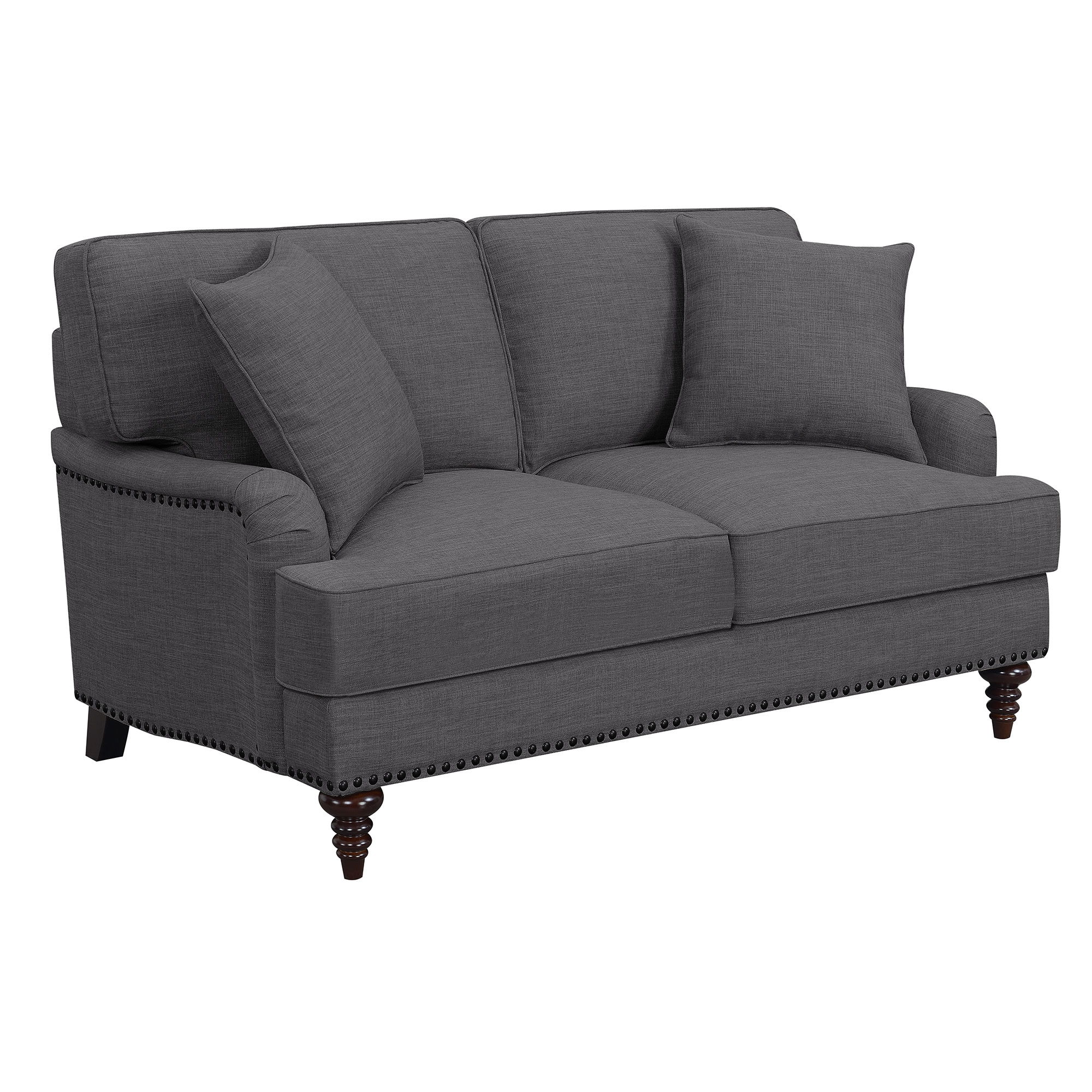 Abby Loveseat W/Pillows in Heirloom Charcoal