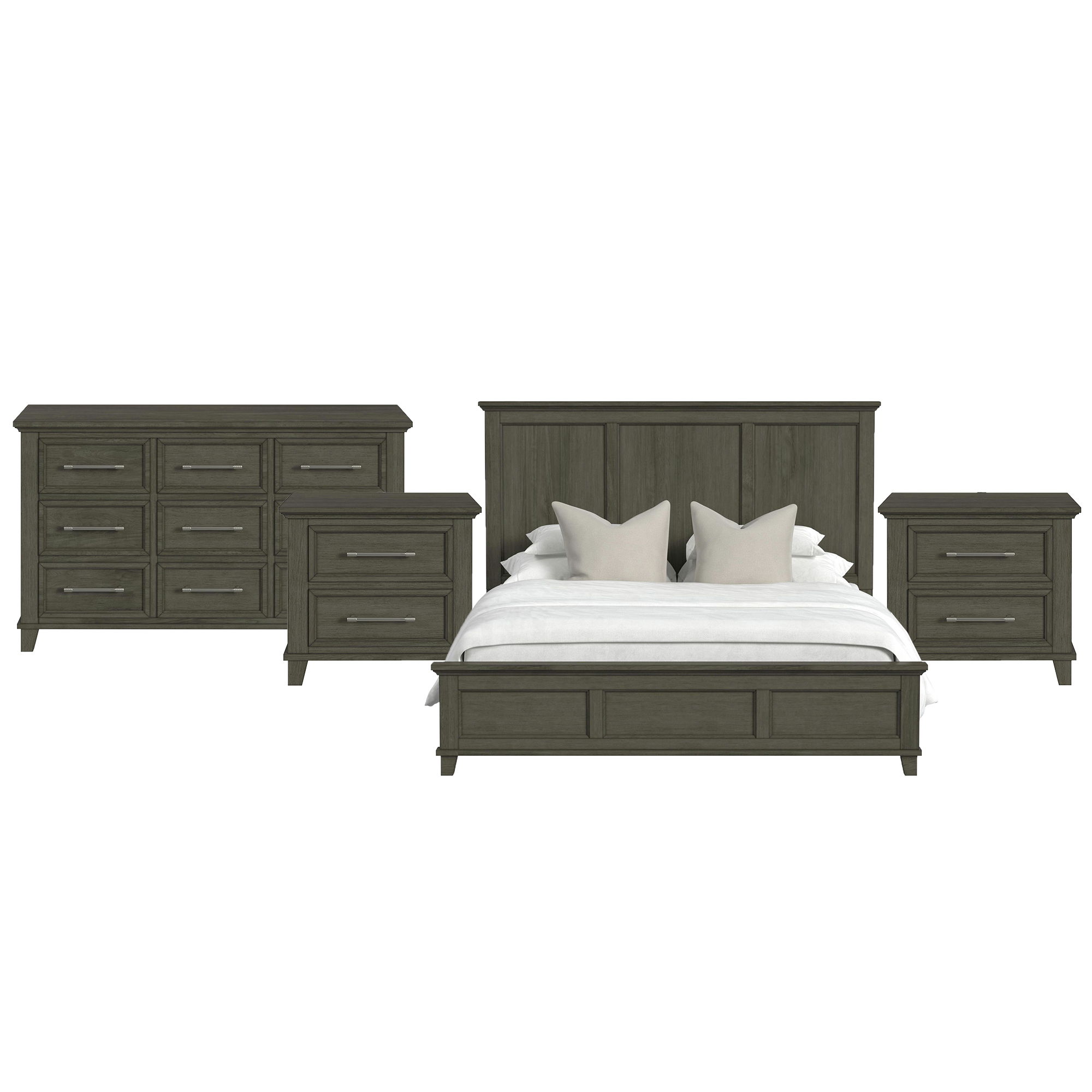 King · 4 Pc · Bedroom Set With 2 Nightstands & Dresser