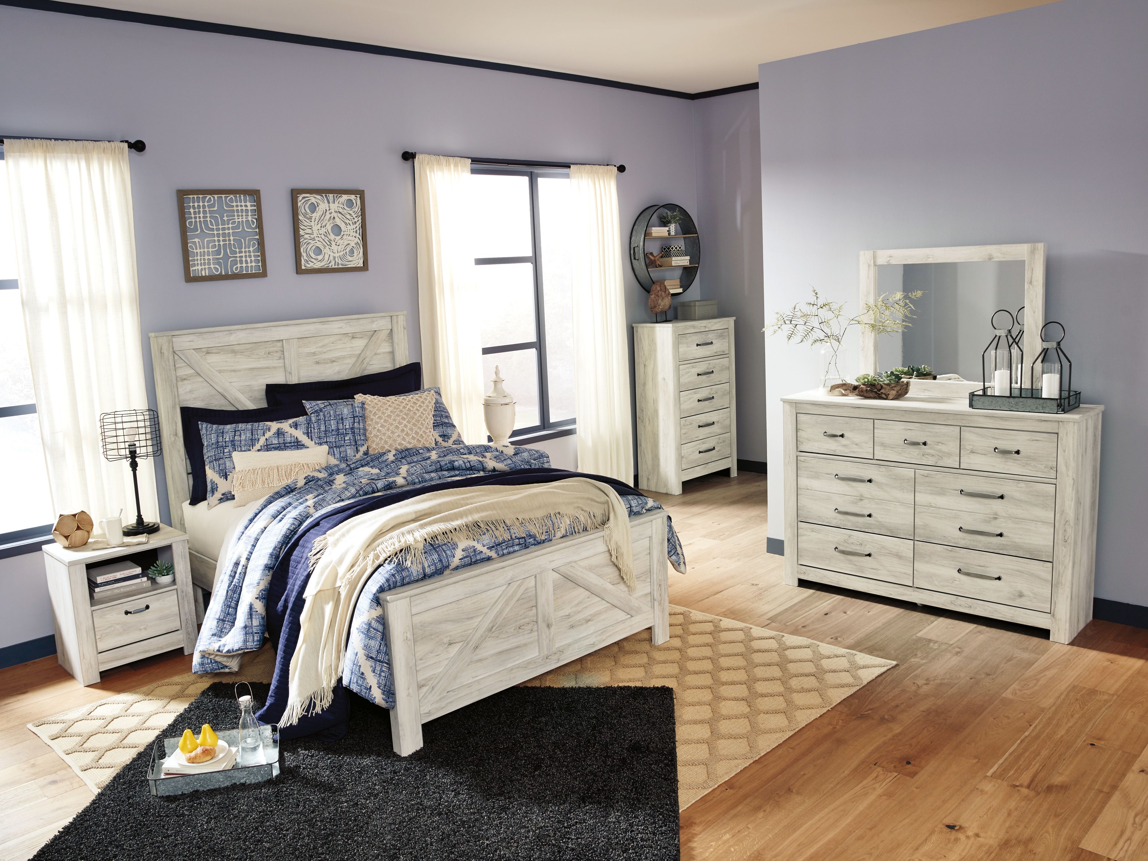Bellaby - Queen Crossbuck Panel Bed - Whitewash