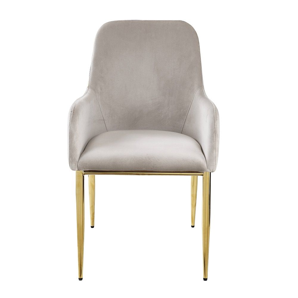 Barnard - Side Chair (Set of 2) - Gray Velvet & Mirrored Gold, beige, view 7