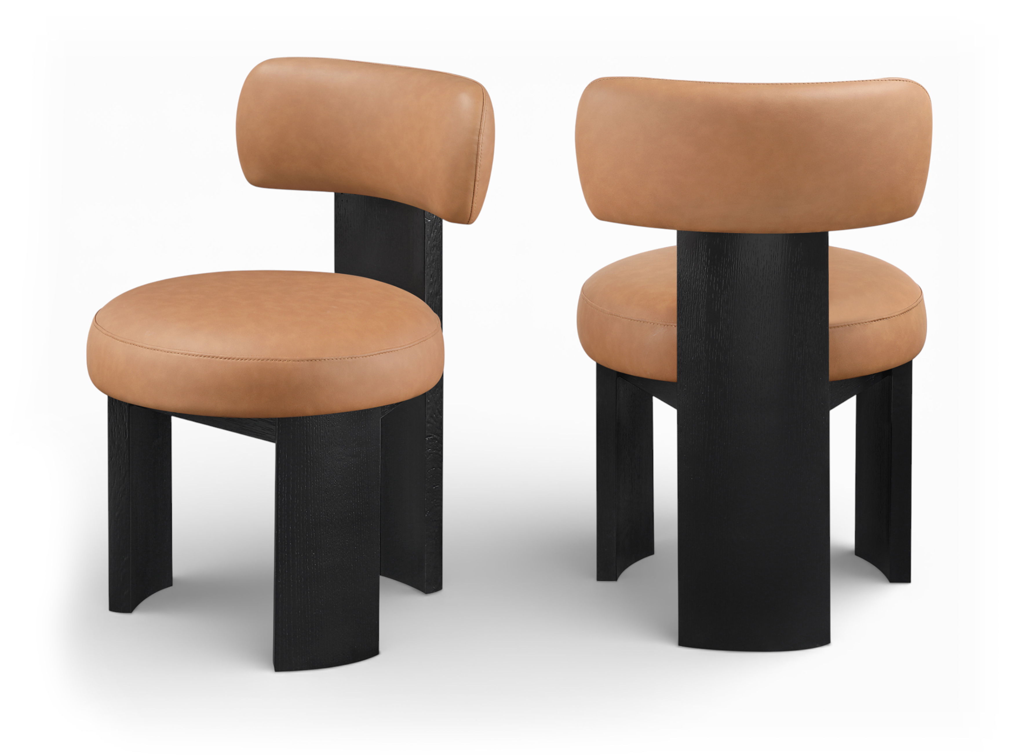 Atelier - Vegan Leather Upholstered Dining Chair (Set of 2) - Cognac / Painted Black