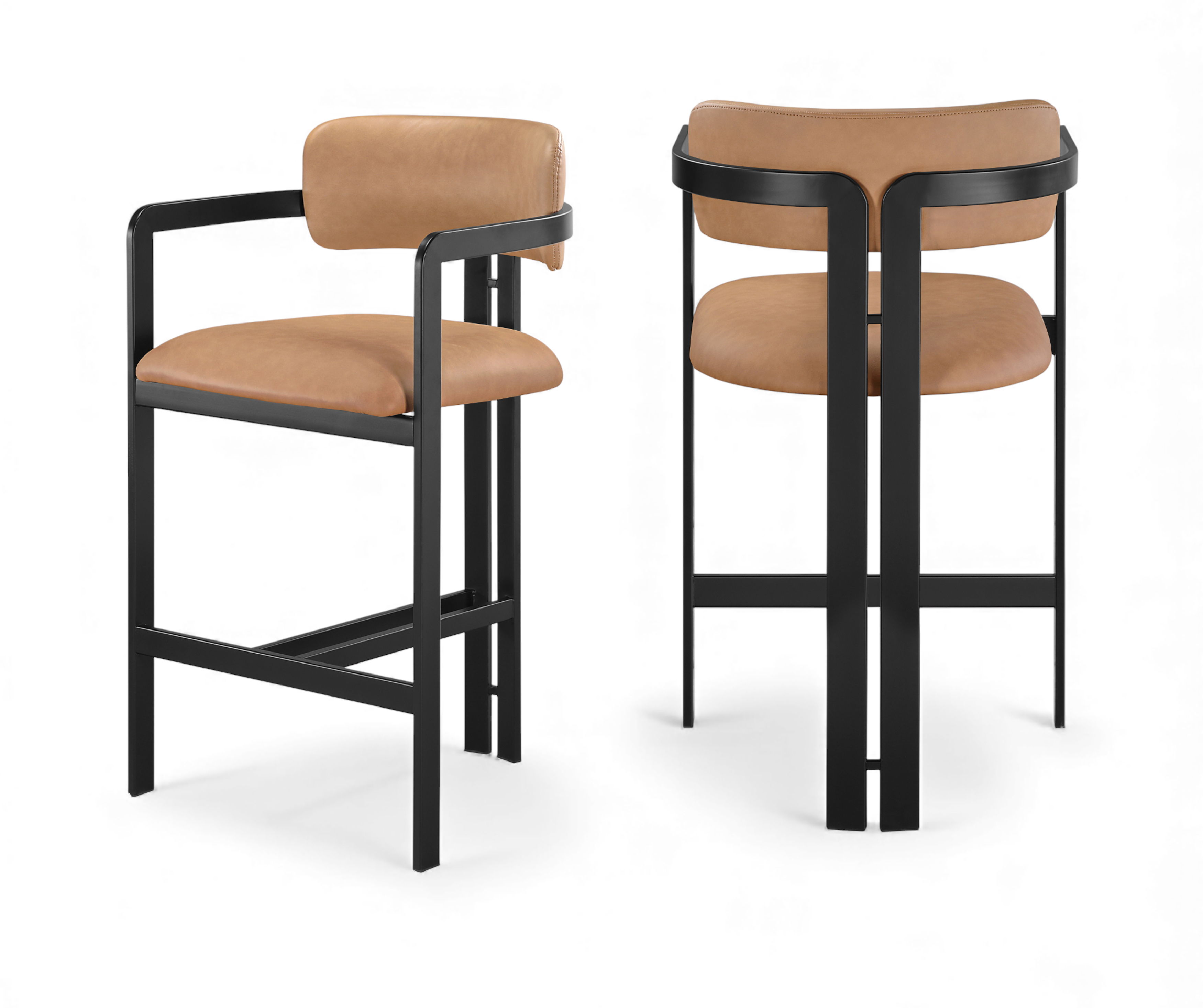 Aurum - Vegan Leather Upholstered Counter Stool - Cognac