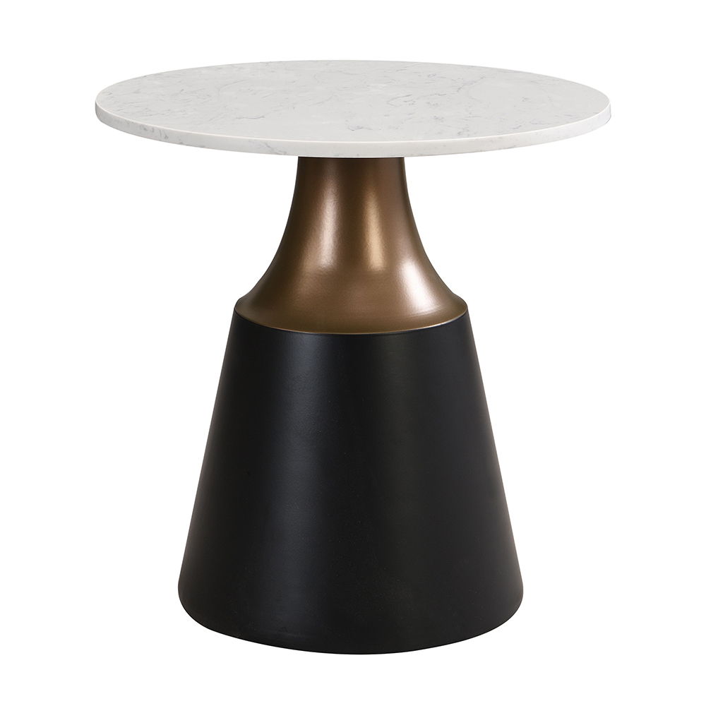 Jaramillo - End Table - White Natural Marble Top & Black, white, view 2