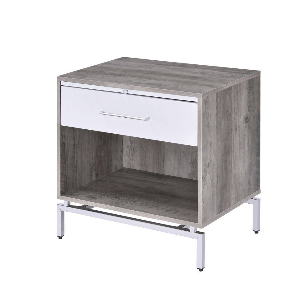 Cistus - Accent Table - Weathered Gray Oak & White, dark gray, view 2
