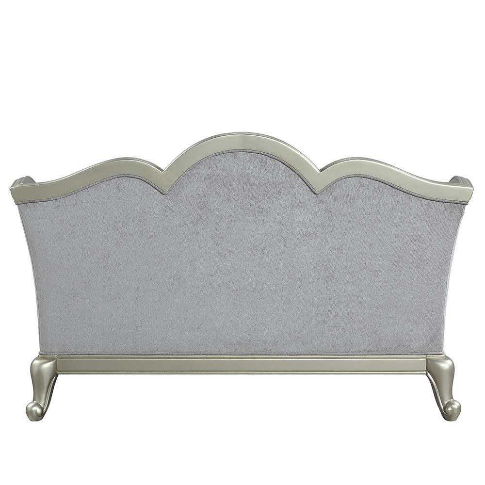 Qunsia - Loveseat With 4 Pillows - Light Gray Linen & Champagne, light gray, view 2