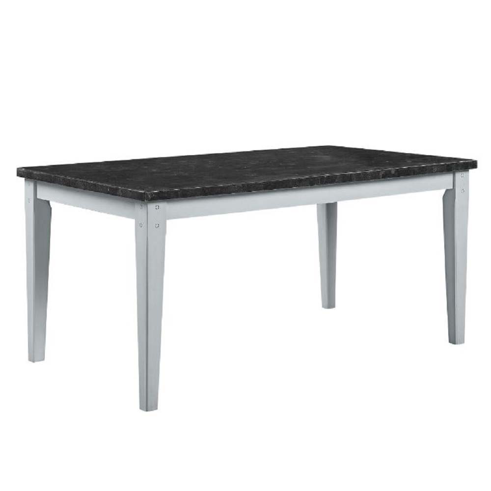 Lanton - Dining Table - Natural Marble & Antique White, white, view 6