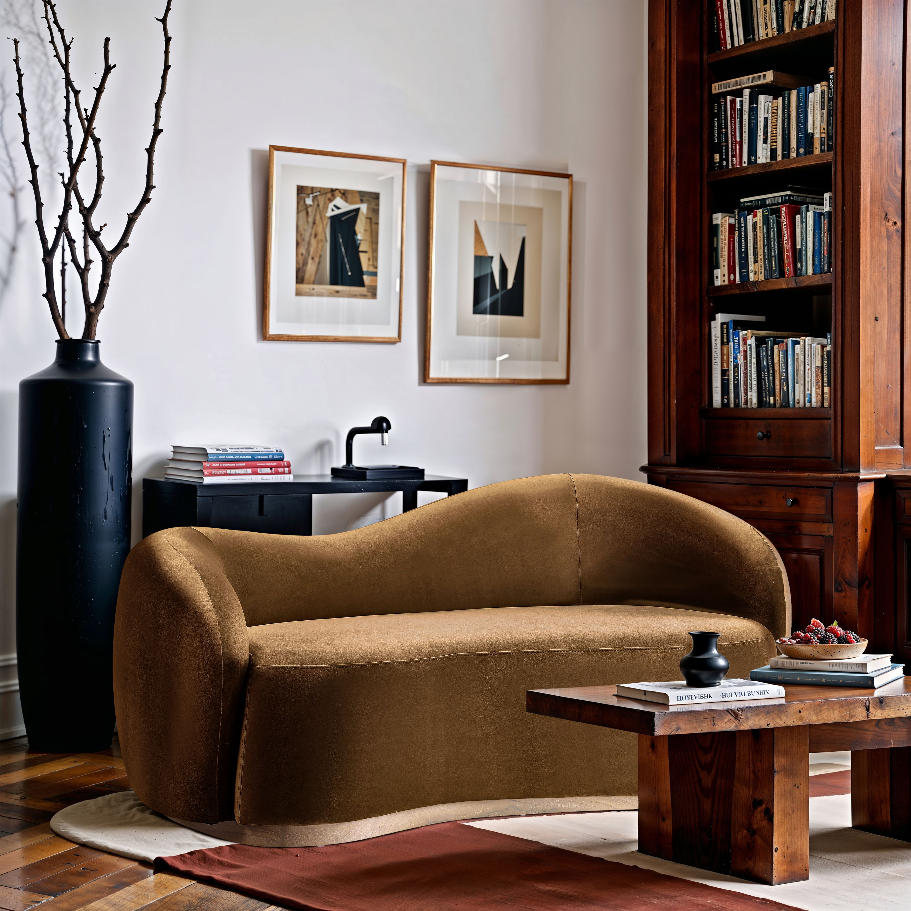 Gustavo - Velvet 72.5" Upholstered Loveseat - Saddle