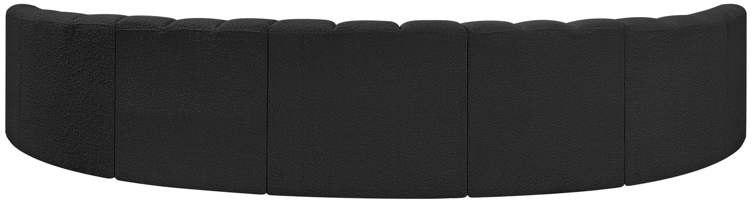 Arc - Boucle Fabric 7 Piece U-Shaped Modular Sofa - Black