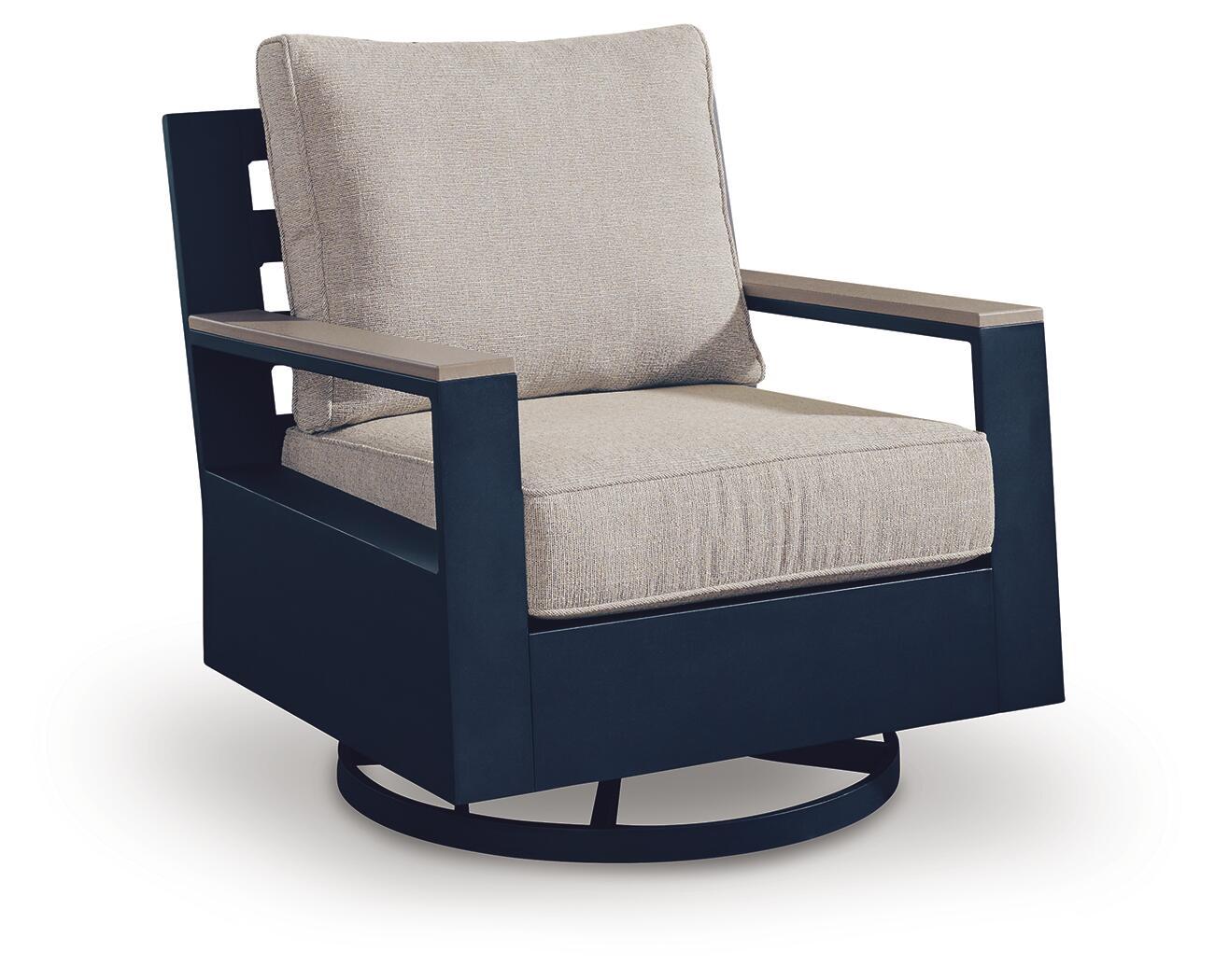 East Beach – Swivel Glider Chair With Cushion – Blue