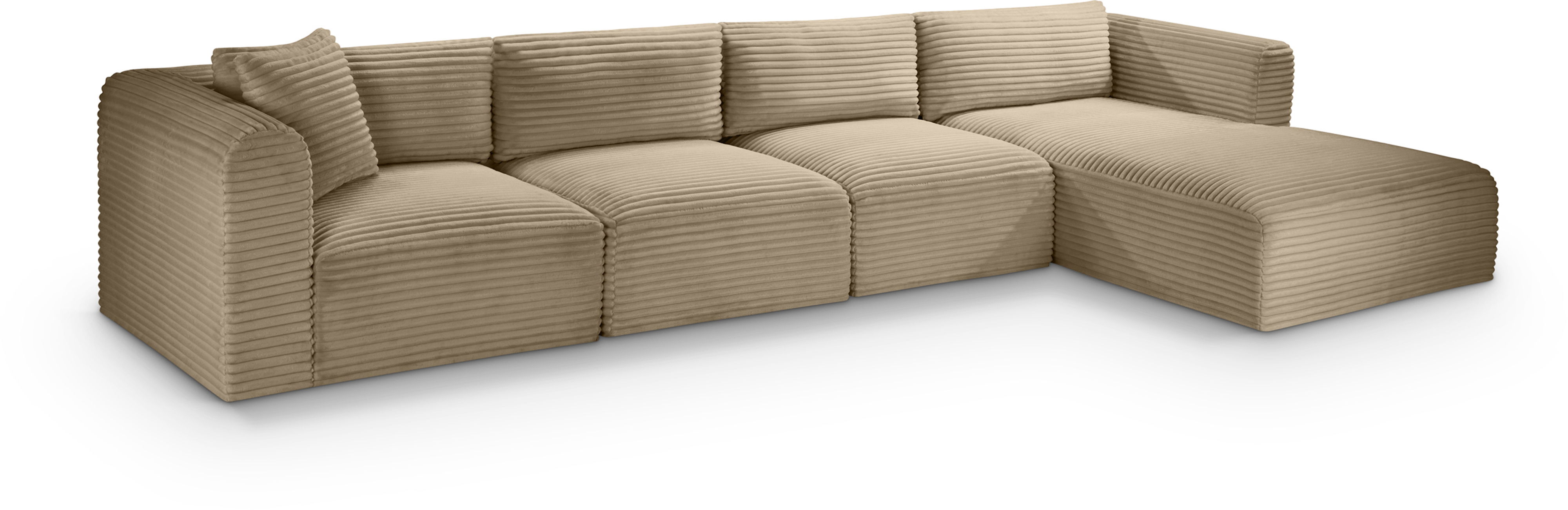 Shaggy - 4 Piece Modular Sectional With Chaise - Taupe
