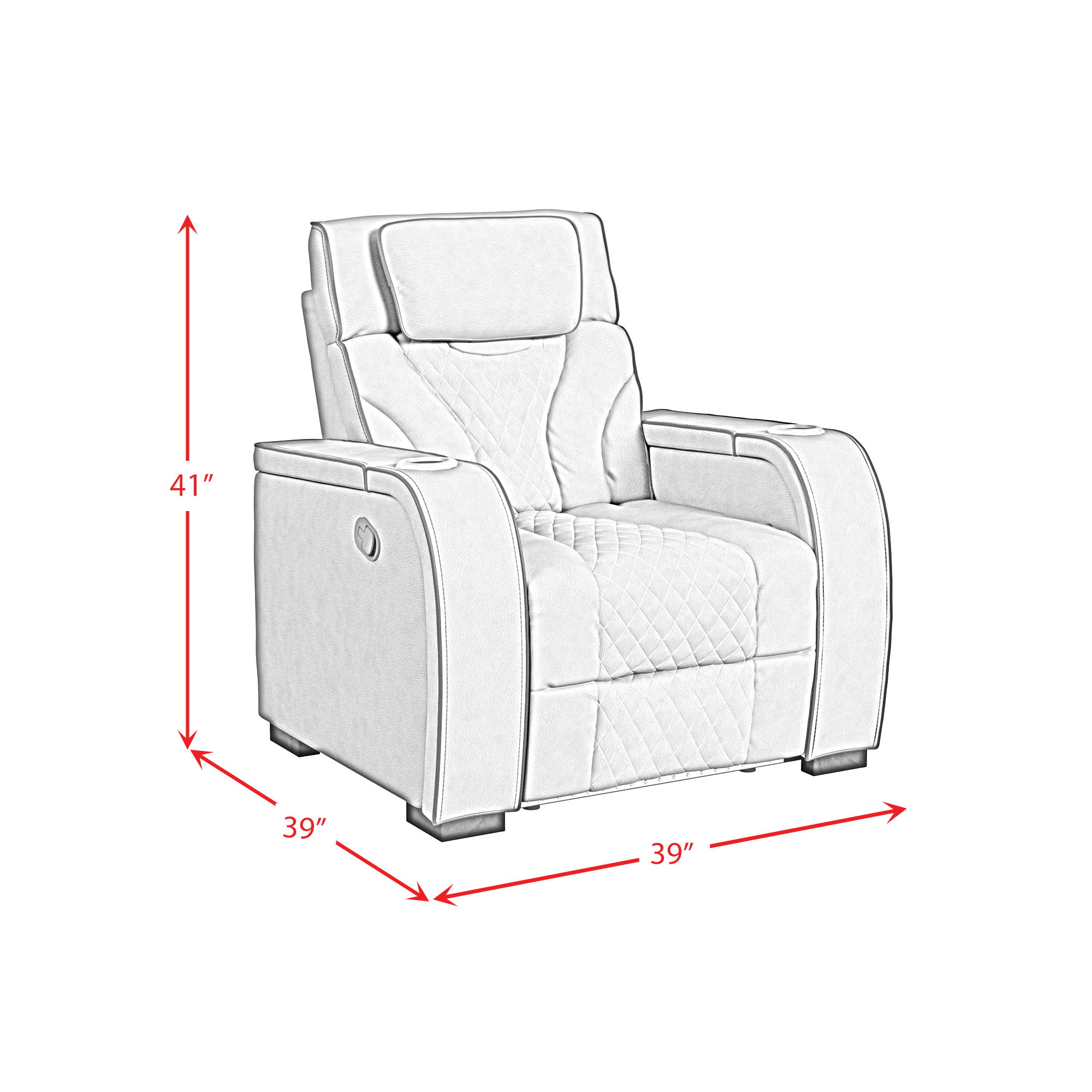Blitz - Motion Recliner With LED - Simba Taupe And Black Welt