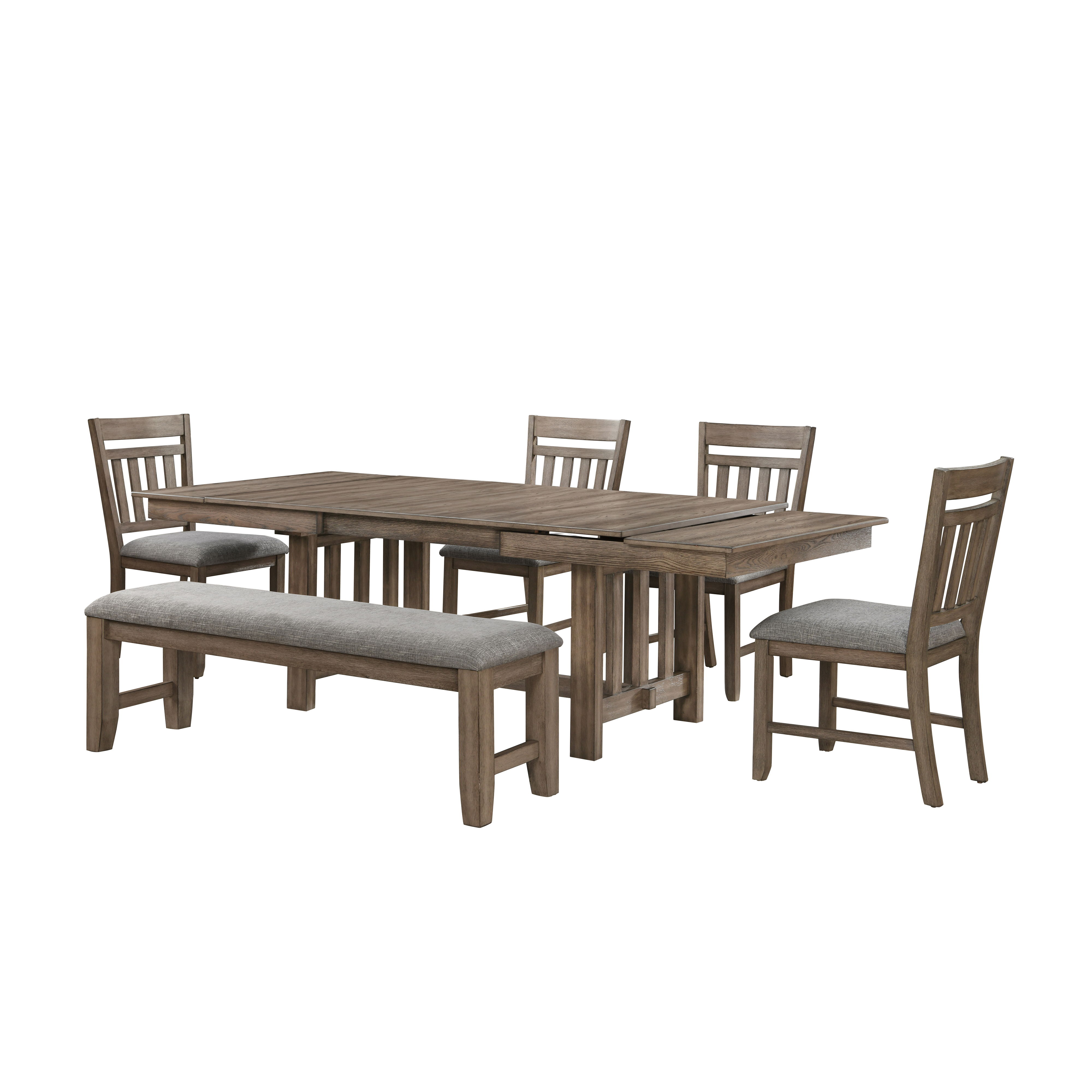 Harrisburg - Dining Table & 4 Chairs & Bench - Brown