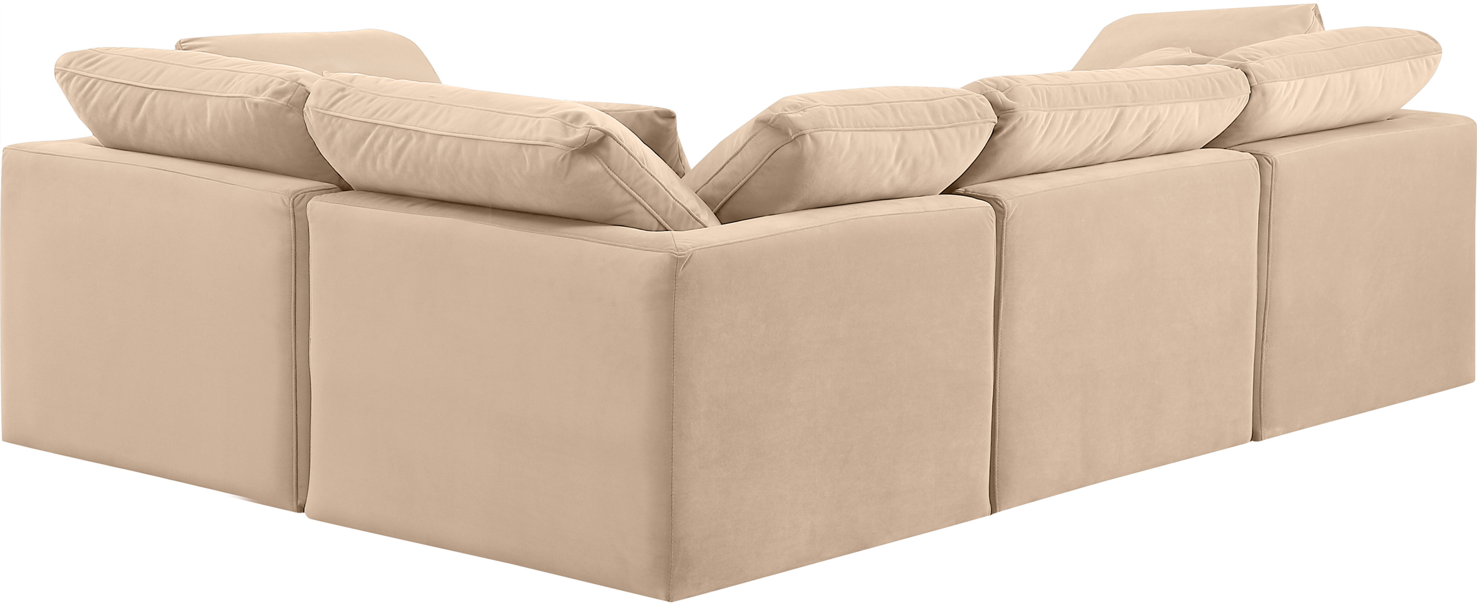 Indulge - Velvet 4 Piece Modular Corner Sectional - Beige