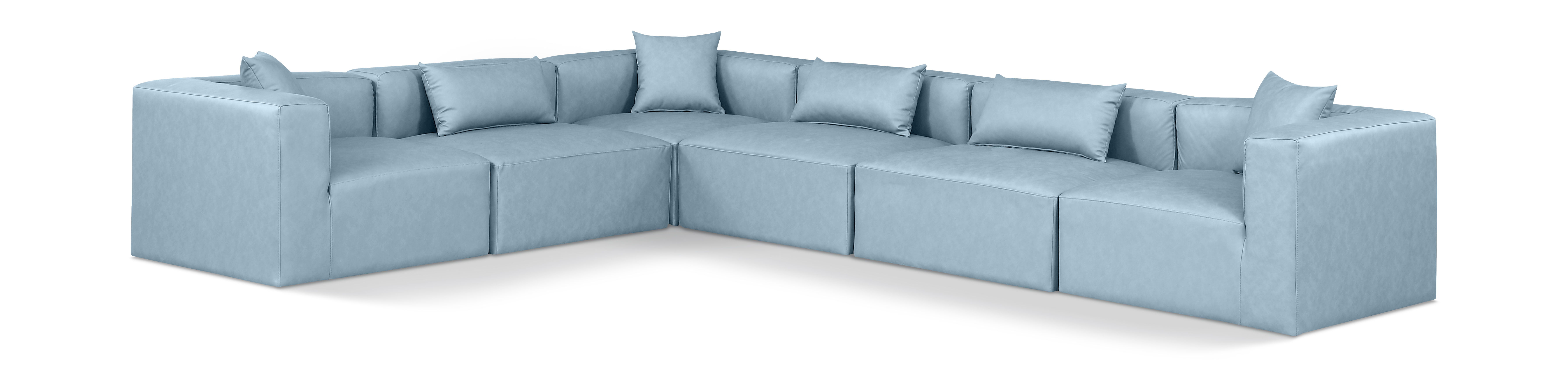 Cube - 6 Piece Modular Corner Sectional - Light Blue