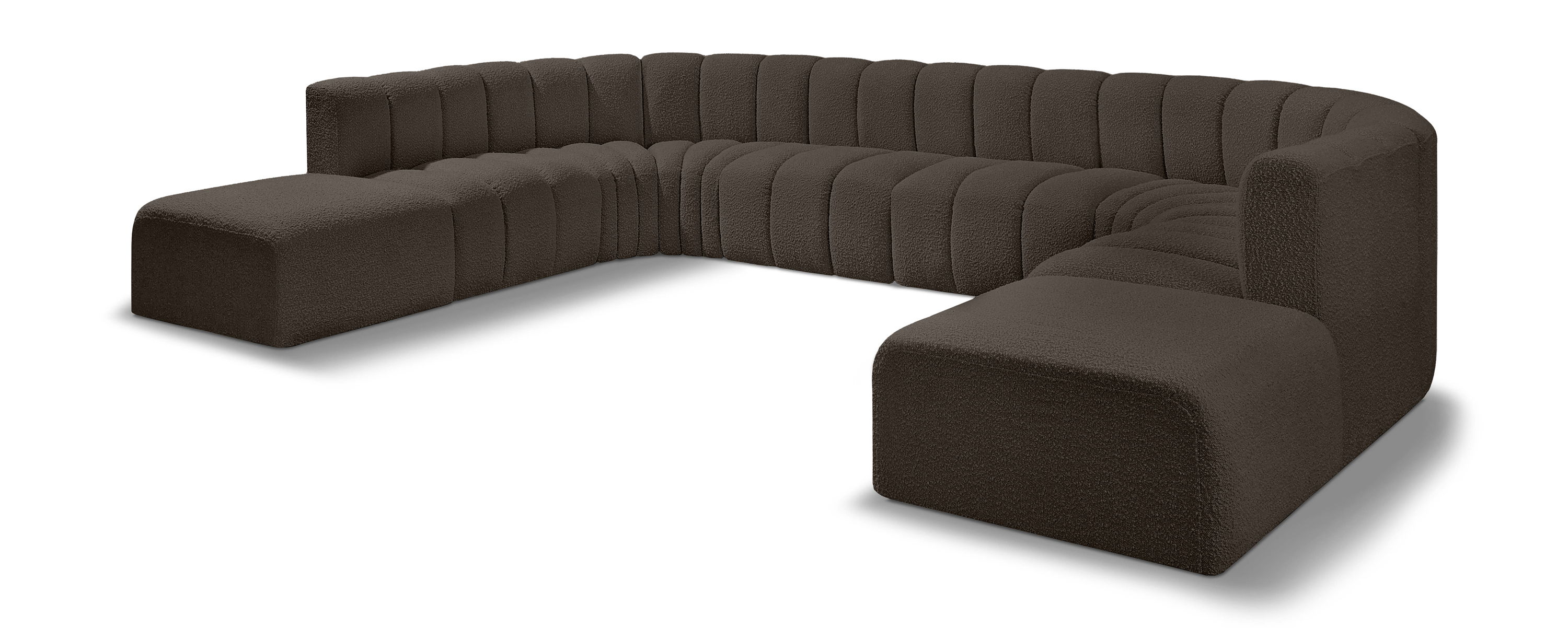 Arc - Boucle Fabric Modular Sectional - Brown