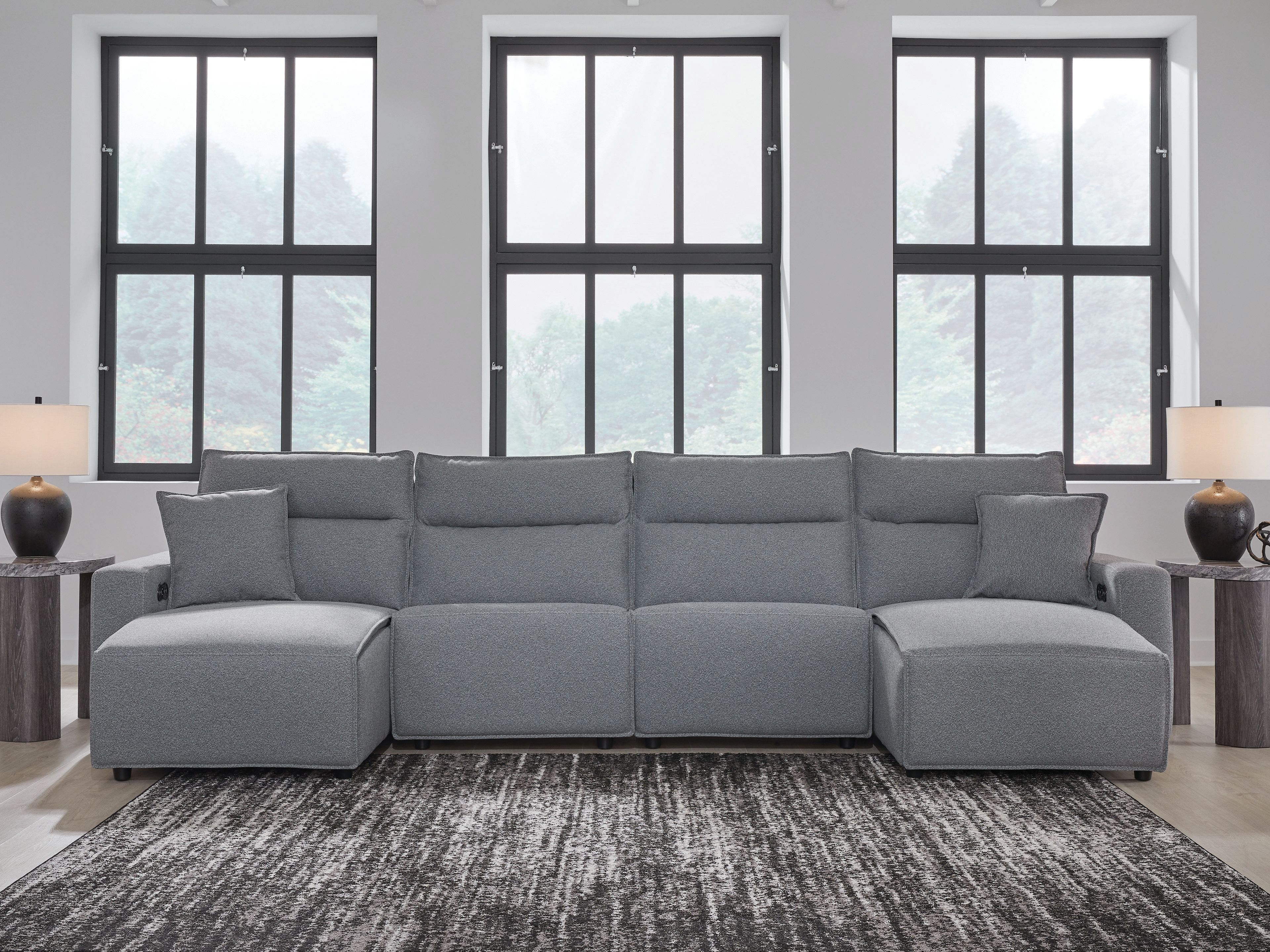 Ashley Furniture Modmax II - 4-Piece Power Reclining Sectional With Double Chaise - Salt And Pepper - Image 5