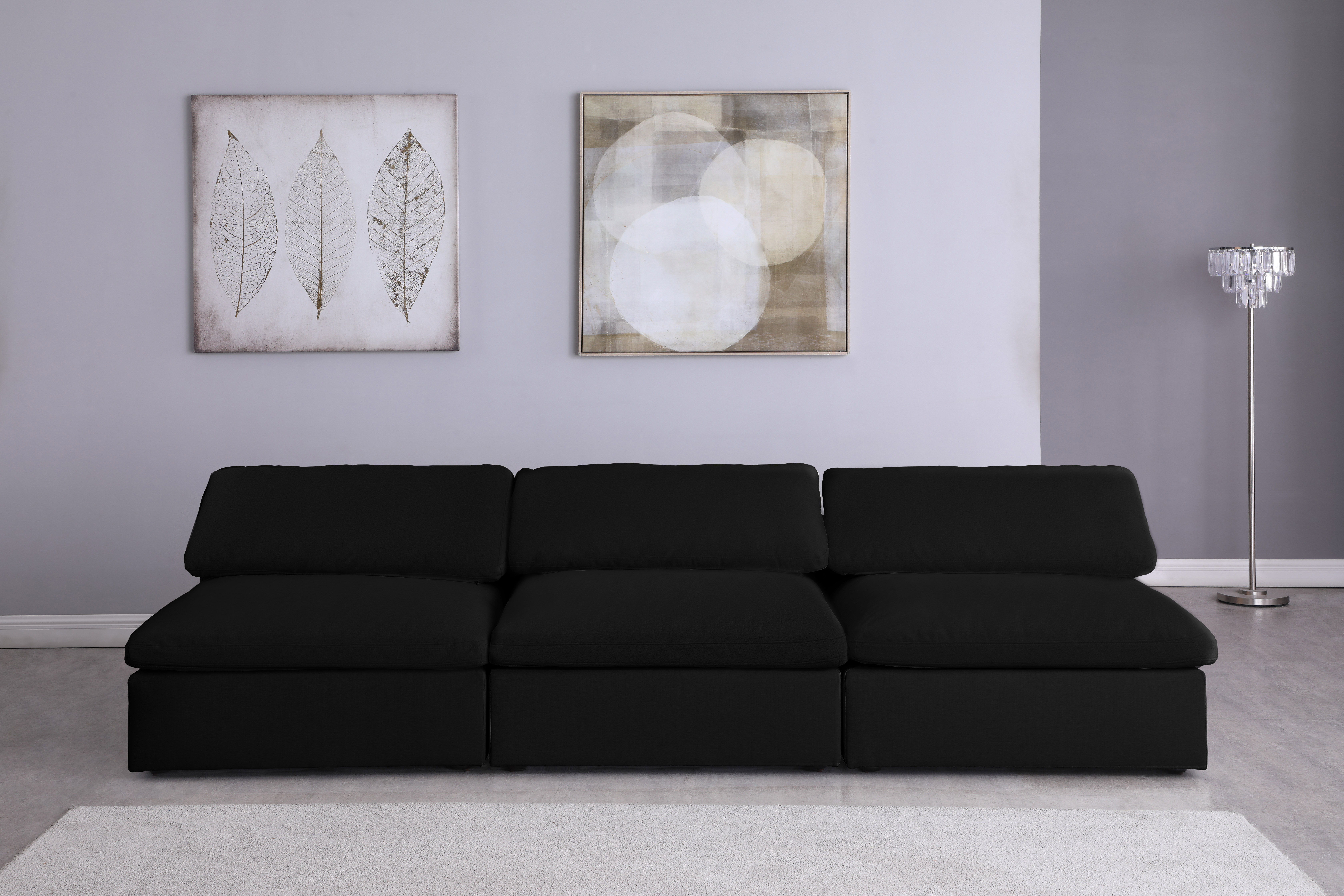 Serene - 3 Piece Modular Armless Sofa - Black