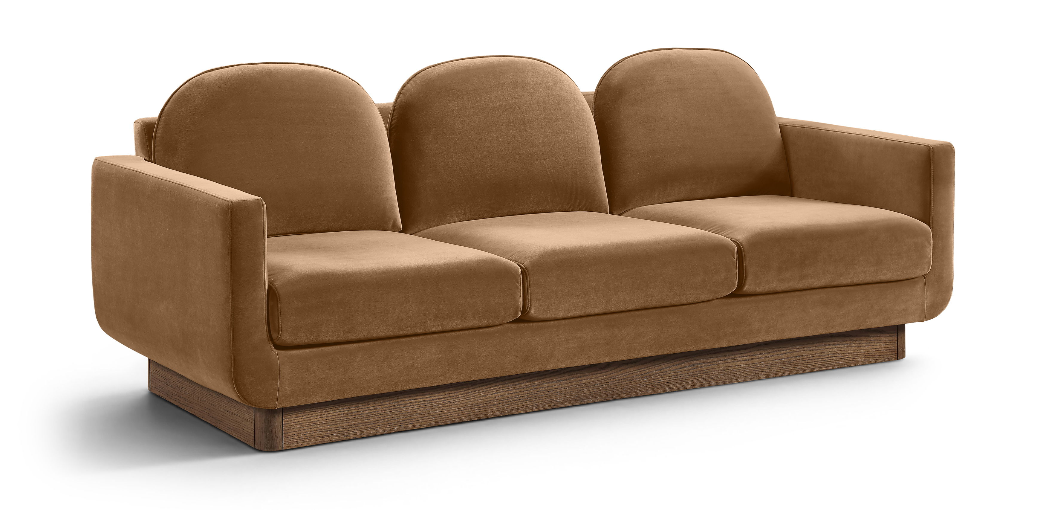 Diviento - Velvet Performance Fabric Upholstered Sofa - Saddle