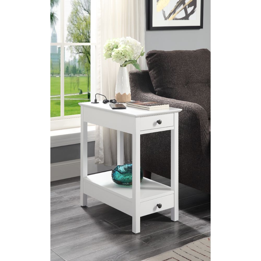 Byzad - Accent Table With USB - White, white, view 4