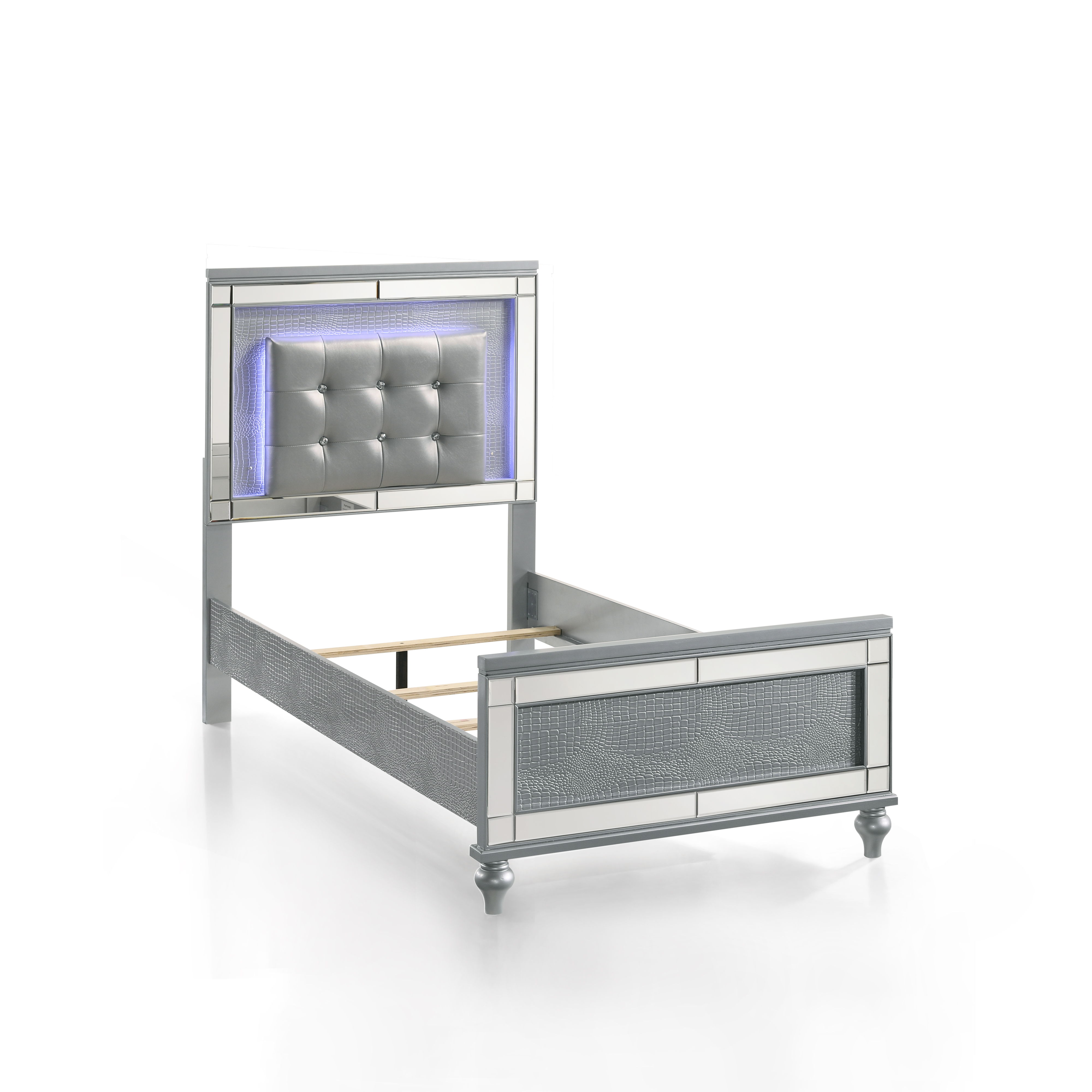 Valentino - 3/3 Twin Bed - Silver