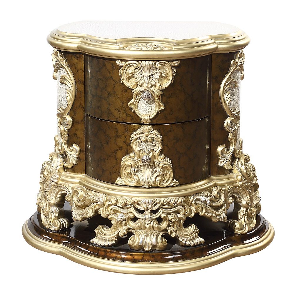 Desiderius - Nightstand - Antique Gold & Hand Painted Brown, gold, view 3