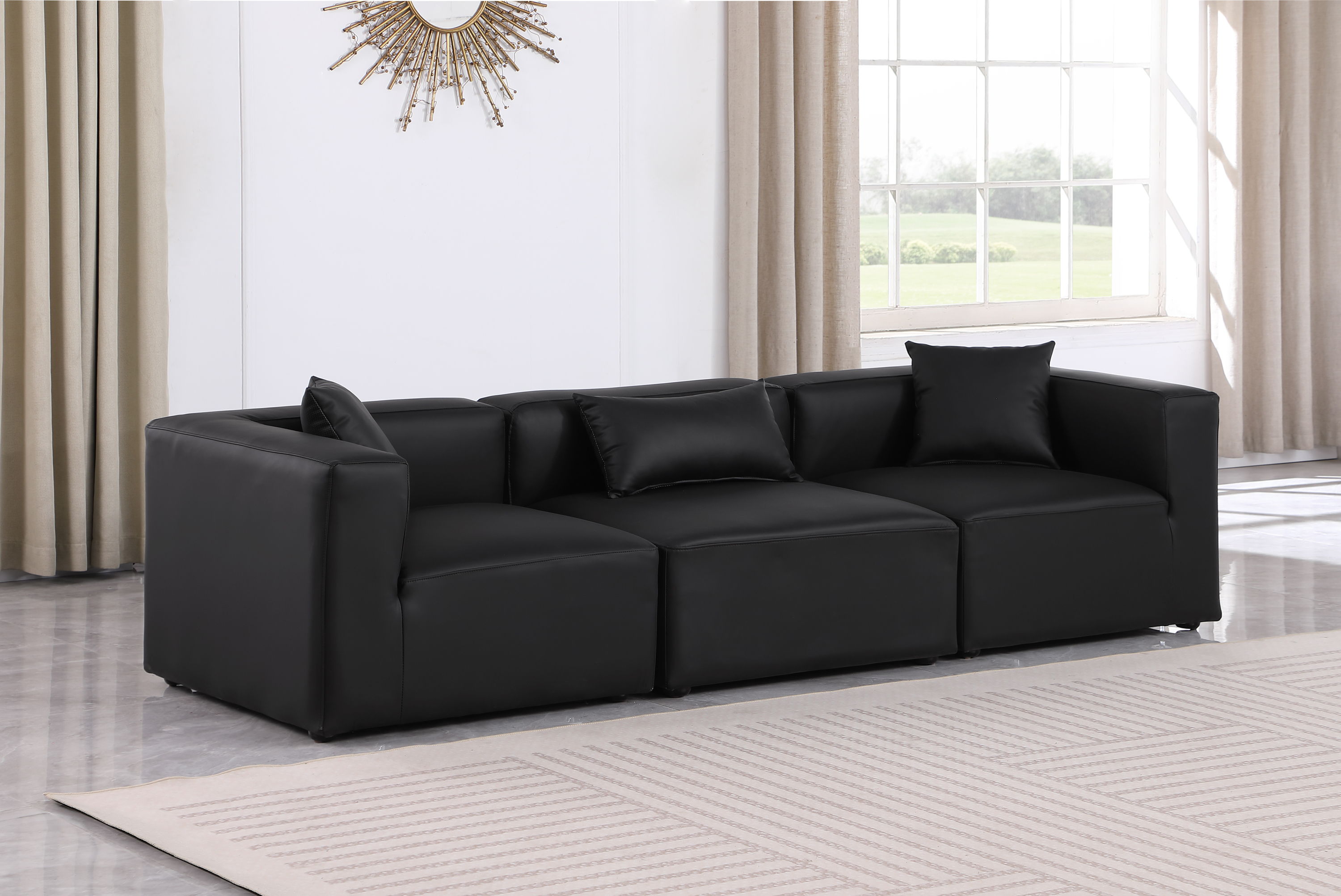 Cube - Modular 3 Piece Sofa - Black