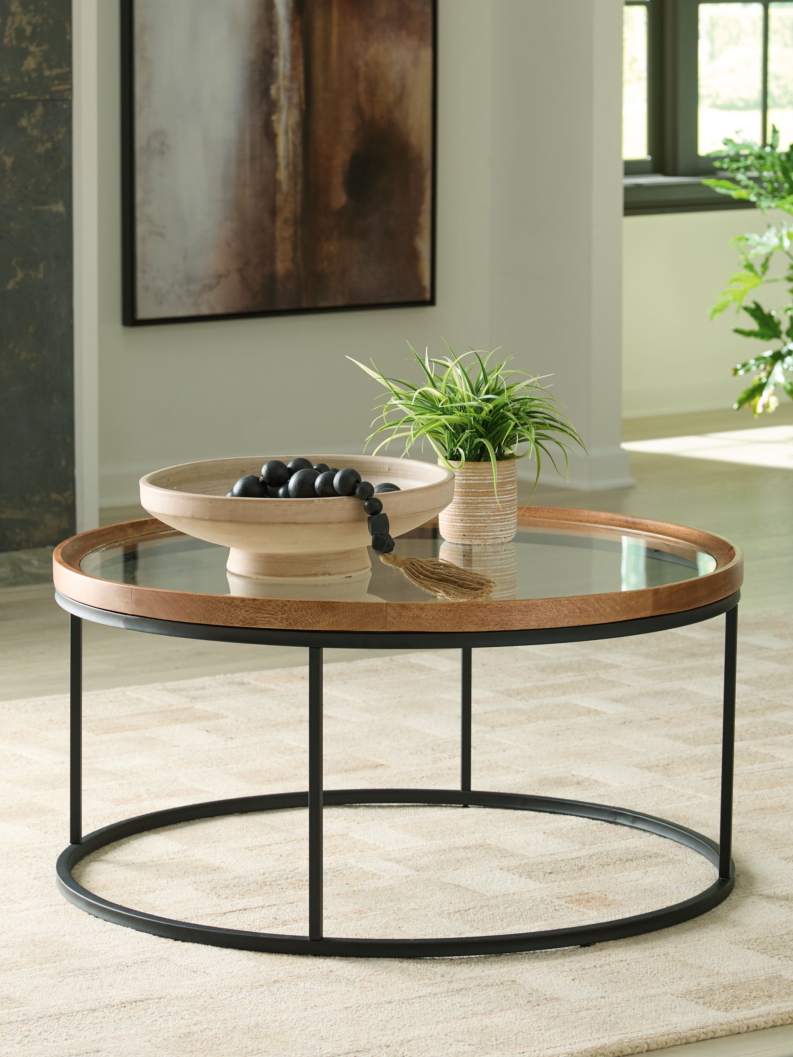 Ashley Furniture Noraluna - Round Cocktail Table - Medium Brown - Image 2