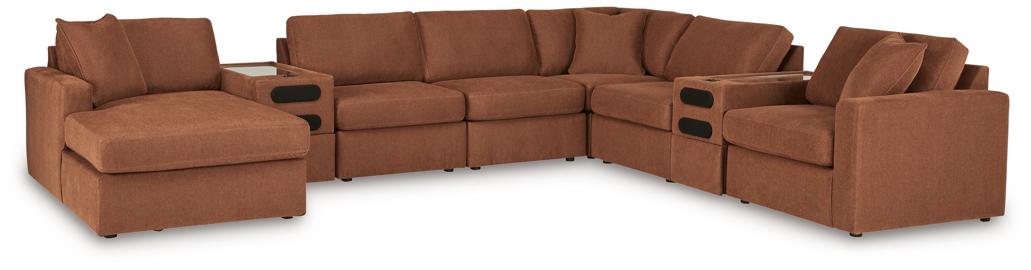 8 Pc · Sectional With Laf Corner Chaise And Audio System Console